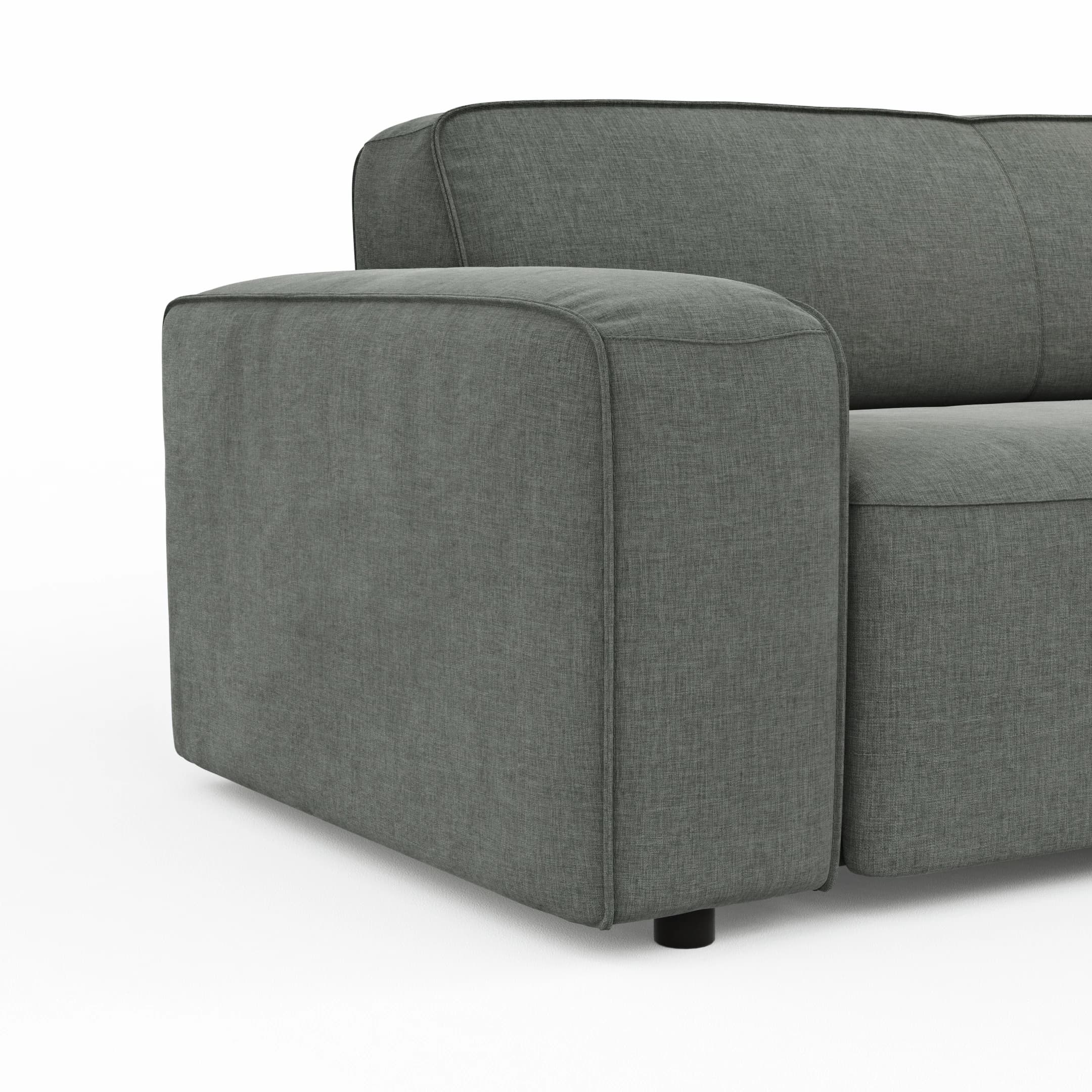 Ecksofa Denver - 2-Sitzer mit Longchair rechts, Stoff, Grau