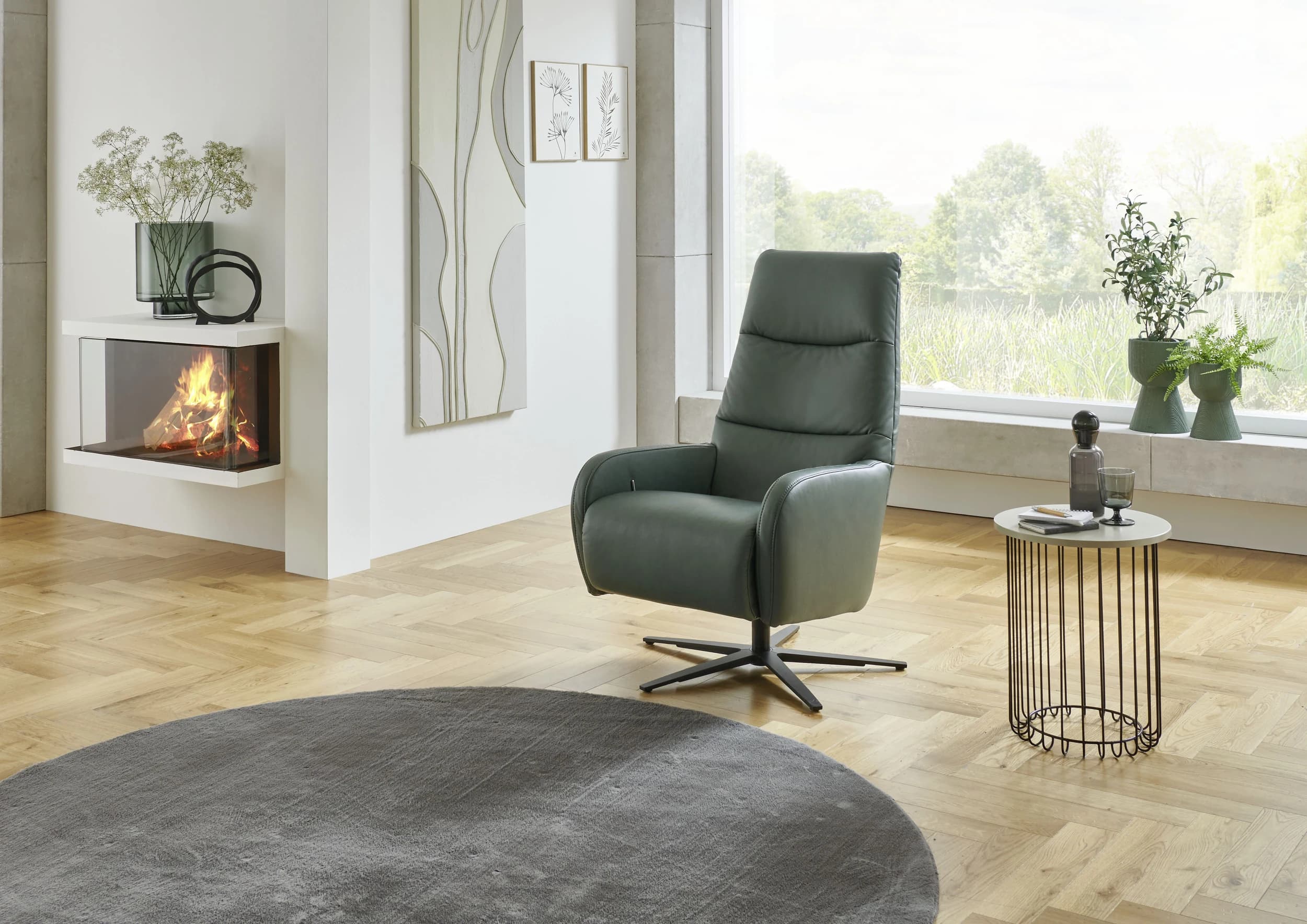 Sessel - drehbar, Kopfteil verstellbar, Leder, Opal