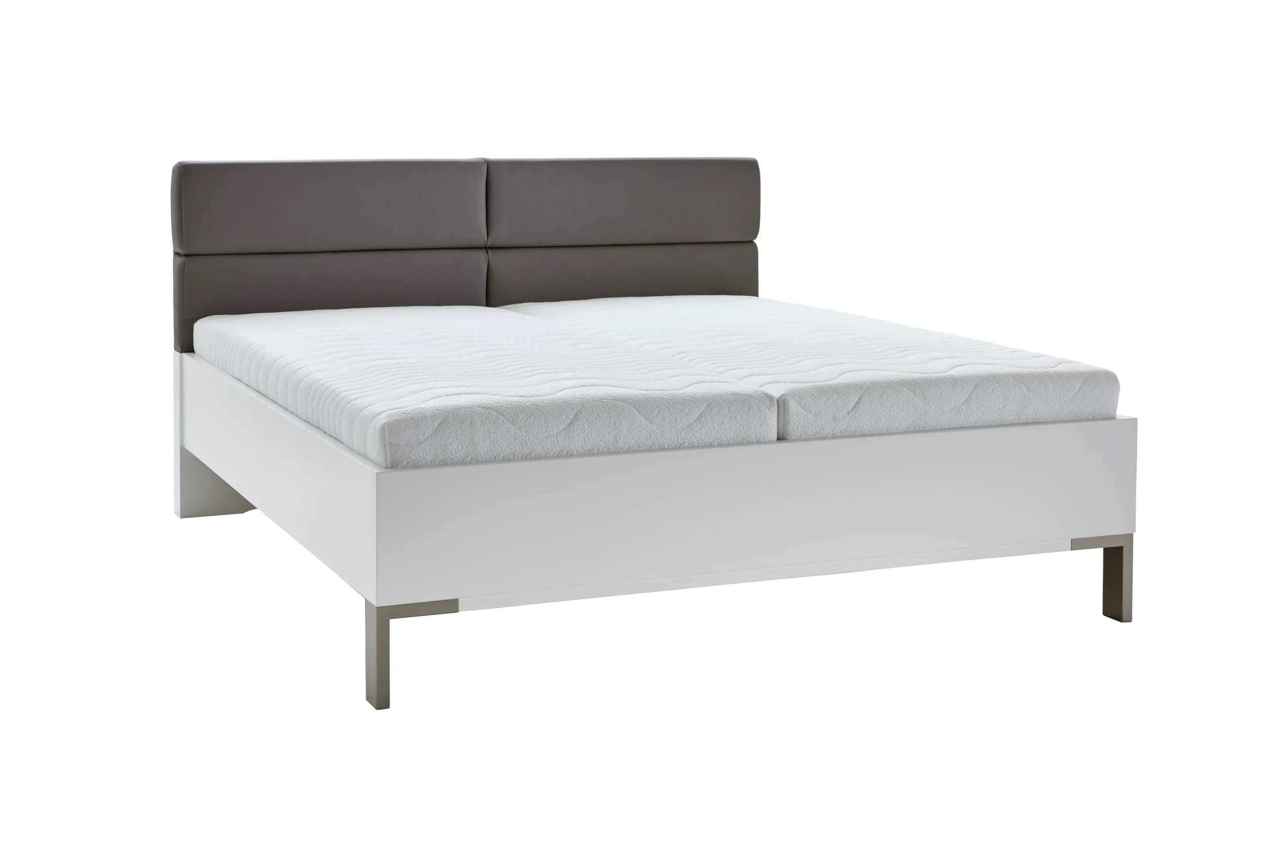 Bett Viana - Liegefläche ca. 180x200 cm, Holzwerkstoff Weiß, Kunstleder Anthrazit