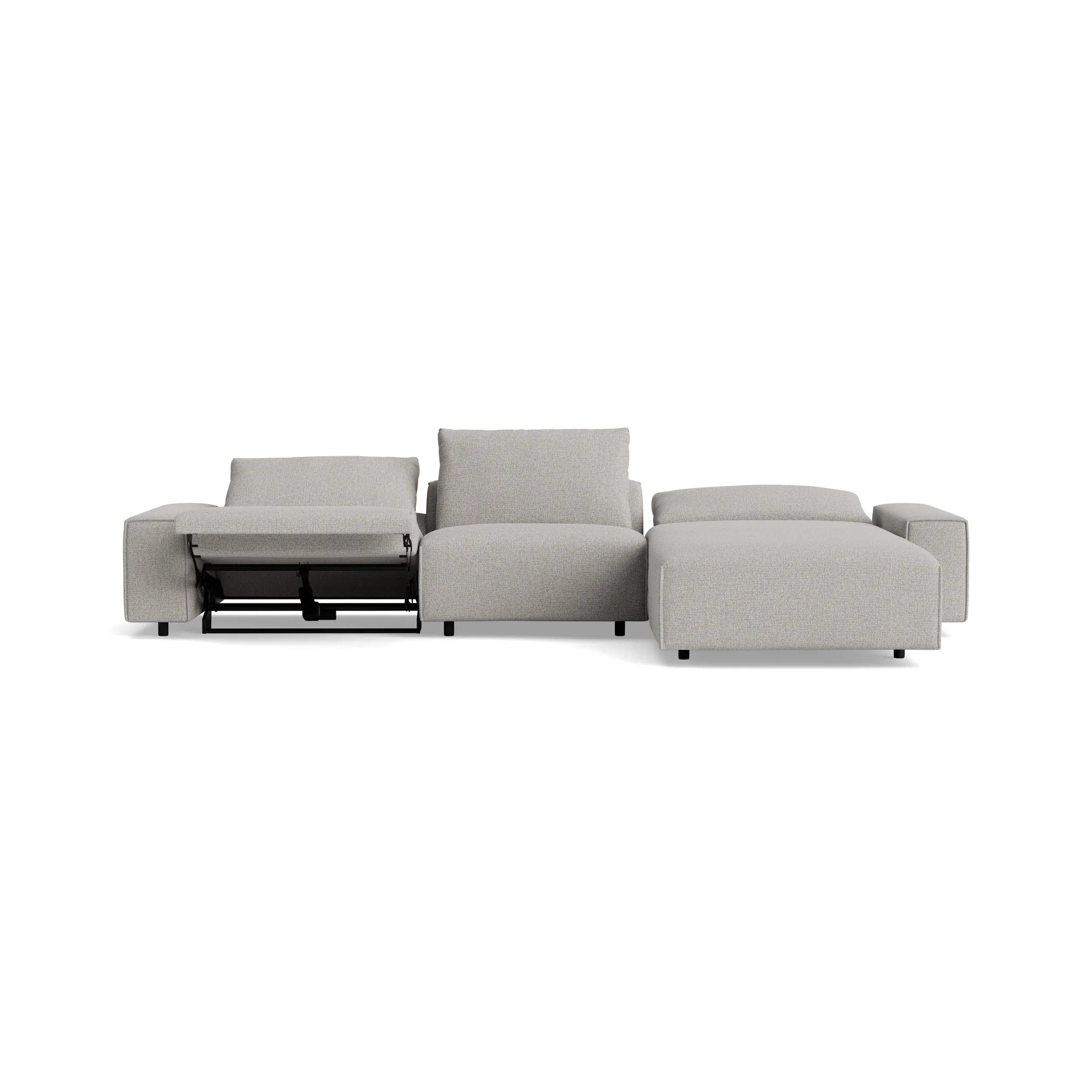 Ecksofa Serava - Longchair links mit 2,5-Sitzer, Stoff, Grau