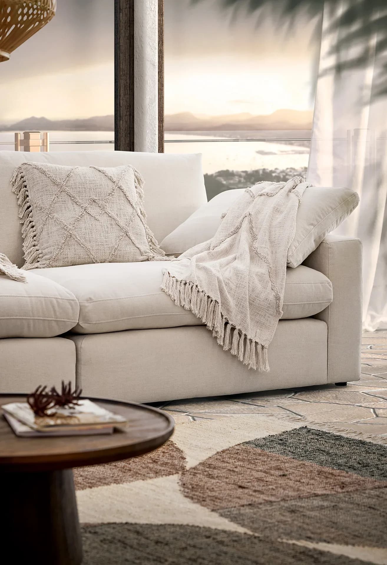 Sofa Palmdale - 3-Sitzer, inkl. Kissen, Stoff, Natur