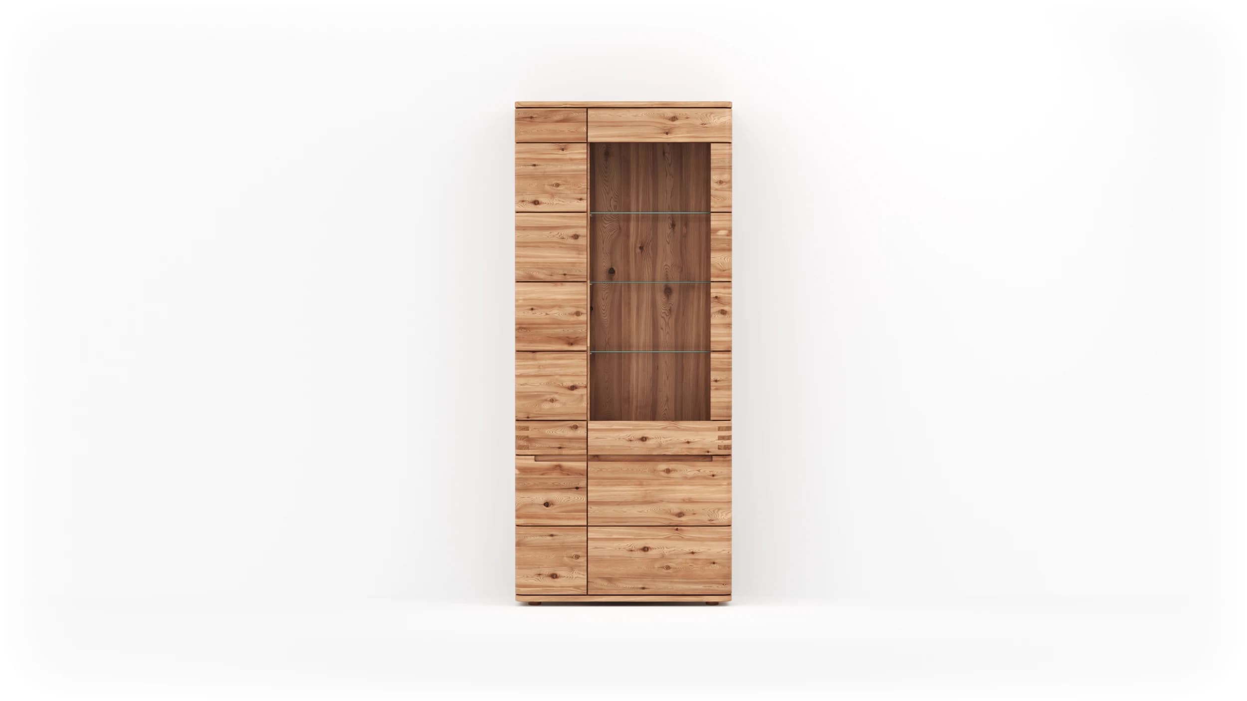 Vitrine Cartago Soft - Astbuche massiv, natur geölt