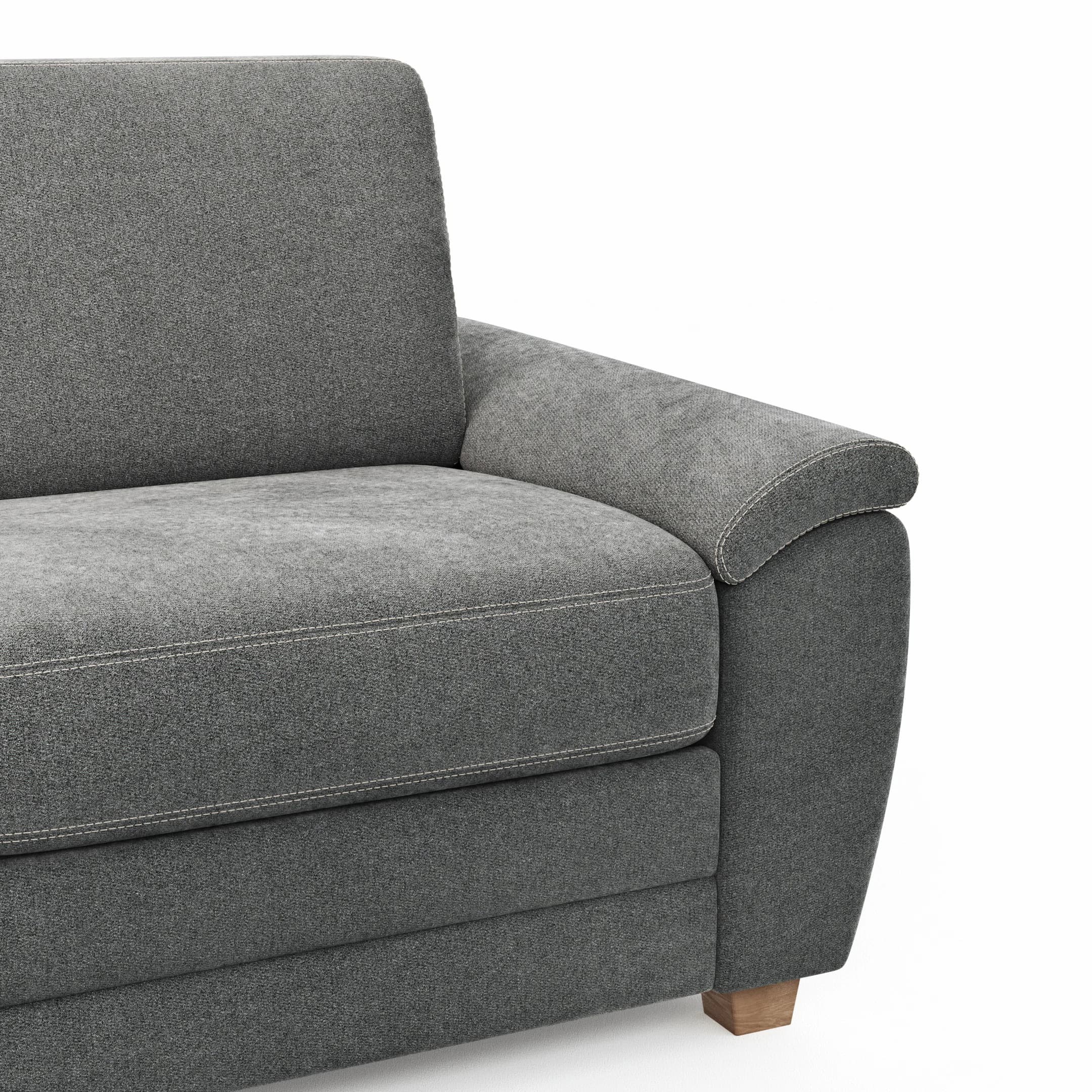 Ecksofa Lakeville 1 - Longchair links mit 2-Sitzer inkl. Schlaffunktion mit Bettkasten, Stoff, Grau