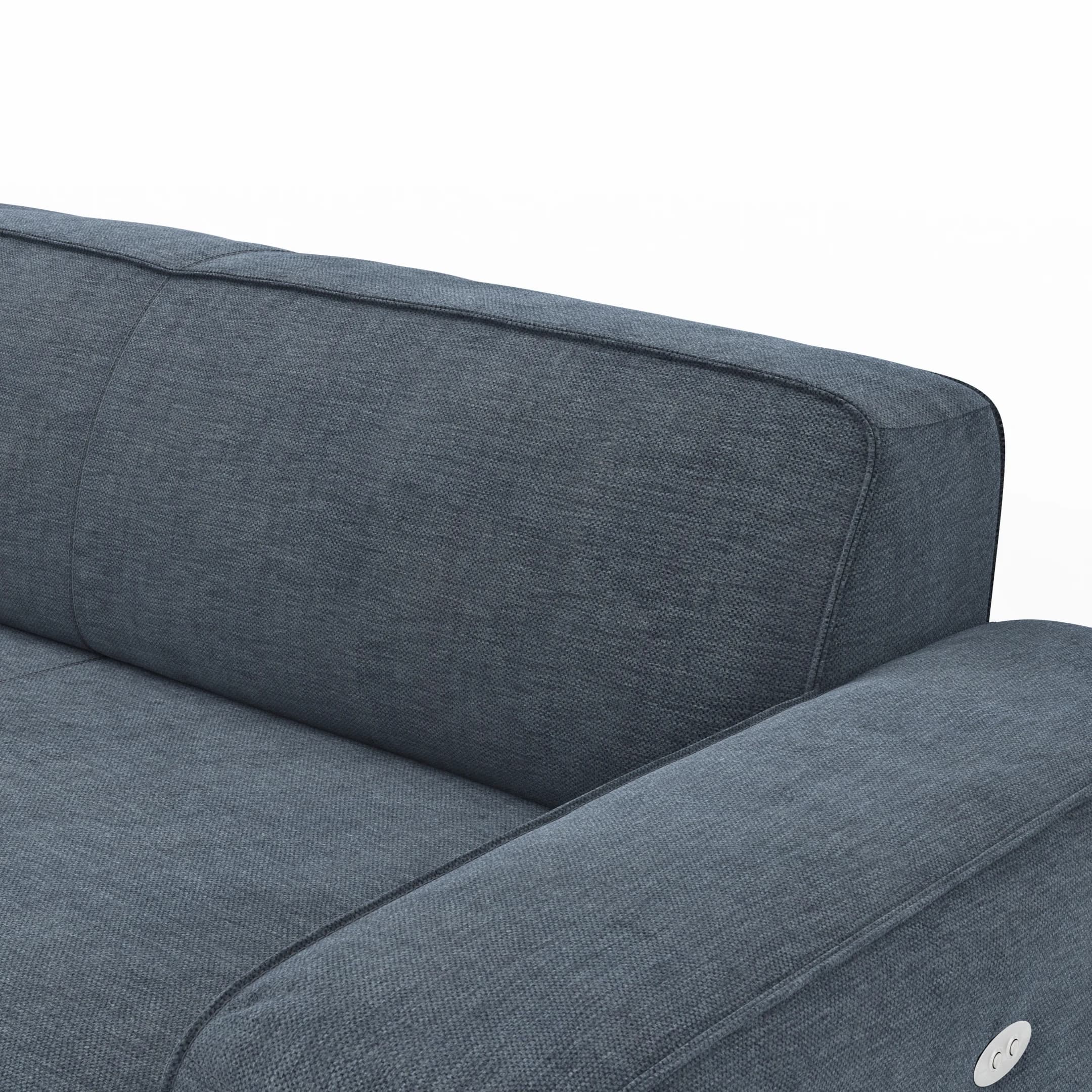Ecksofa Denver - Longchair links mit 2,5-Sitzer, inkl. Sitzvorzug (motorisch), Stoff, Blau
