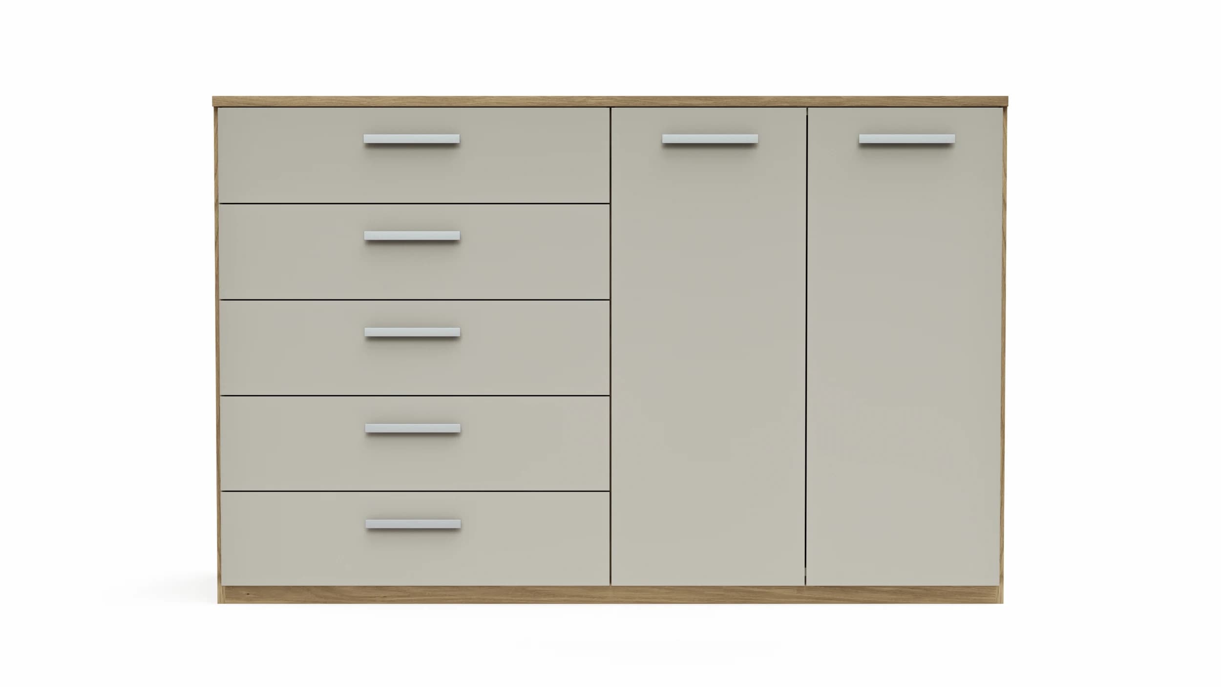Kommode Viana - Balkeneiche furniert, Taupe