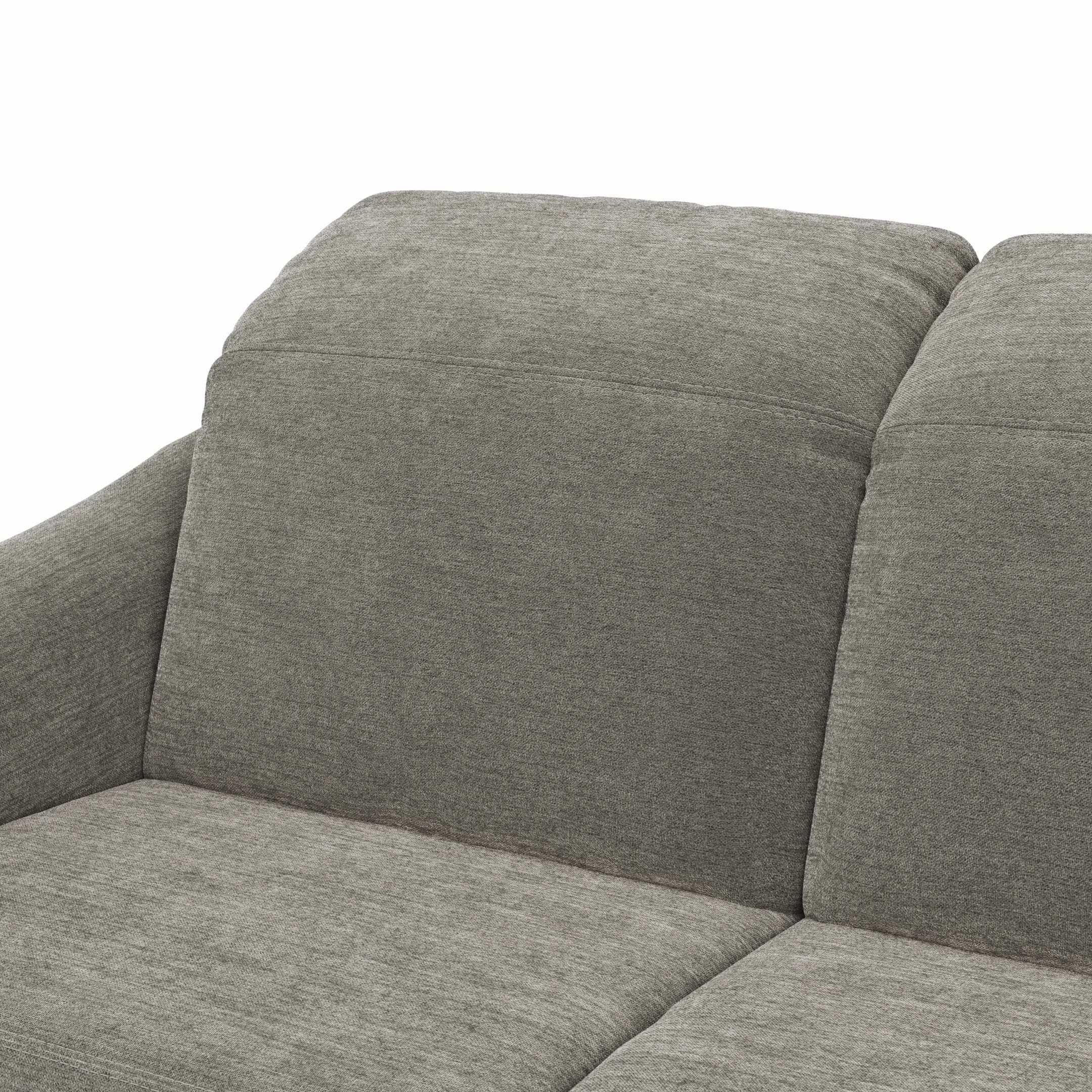 Sofa Canterbury - Recamiere links, inkl. Sitzvorzug (motorisch), Stoff, Silbergrau