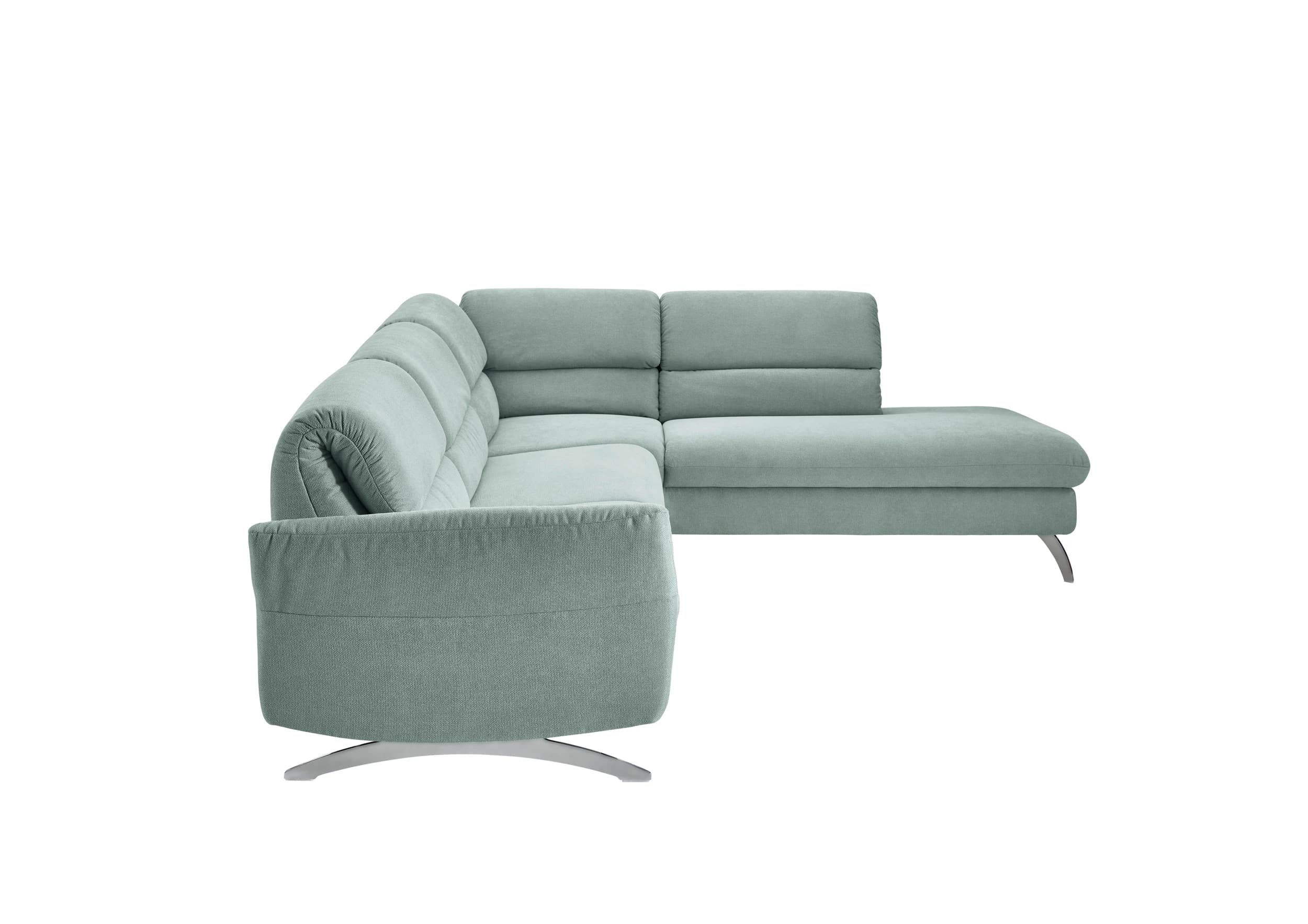  Ecksofa - 3-Sitzer mit Ecke rechts, Rückenlehne verstellbar, Stoff, Mint