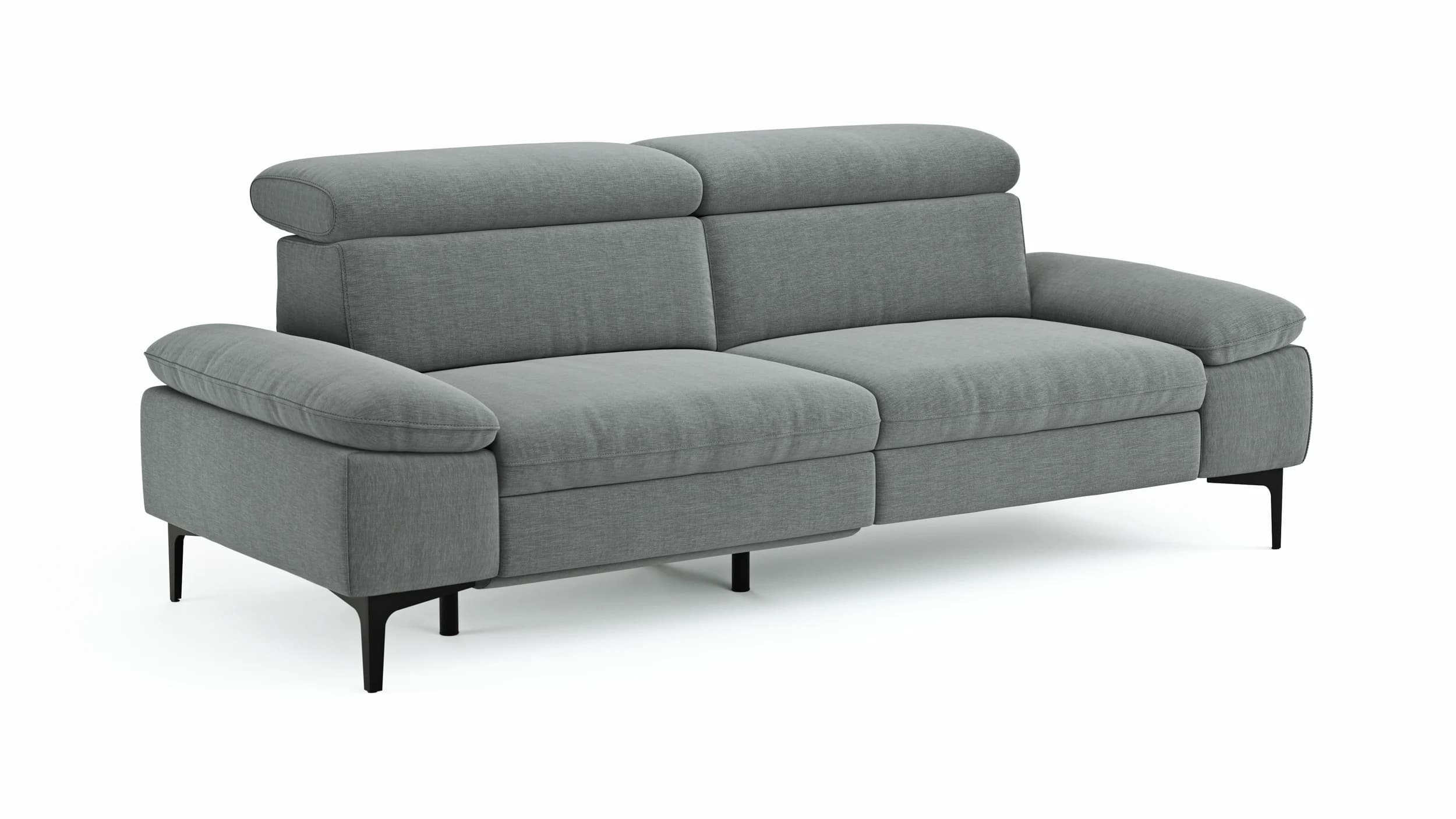 Sofa Felipa - 3-Sitzer inkl. Relaxfunktion (motorisch) und Kopfteil verstellbar, Stoff, Grau