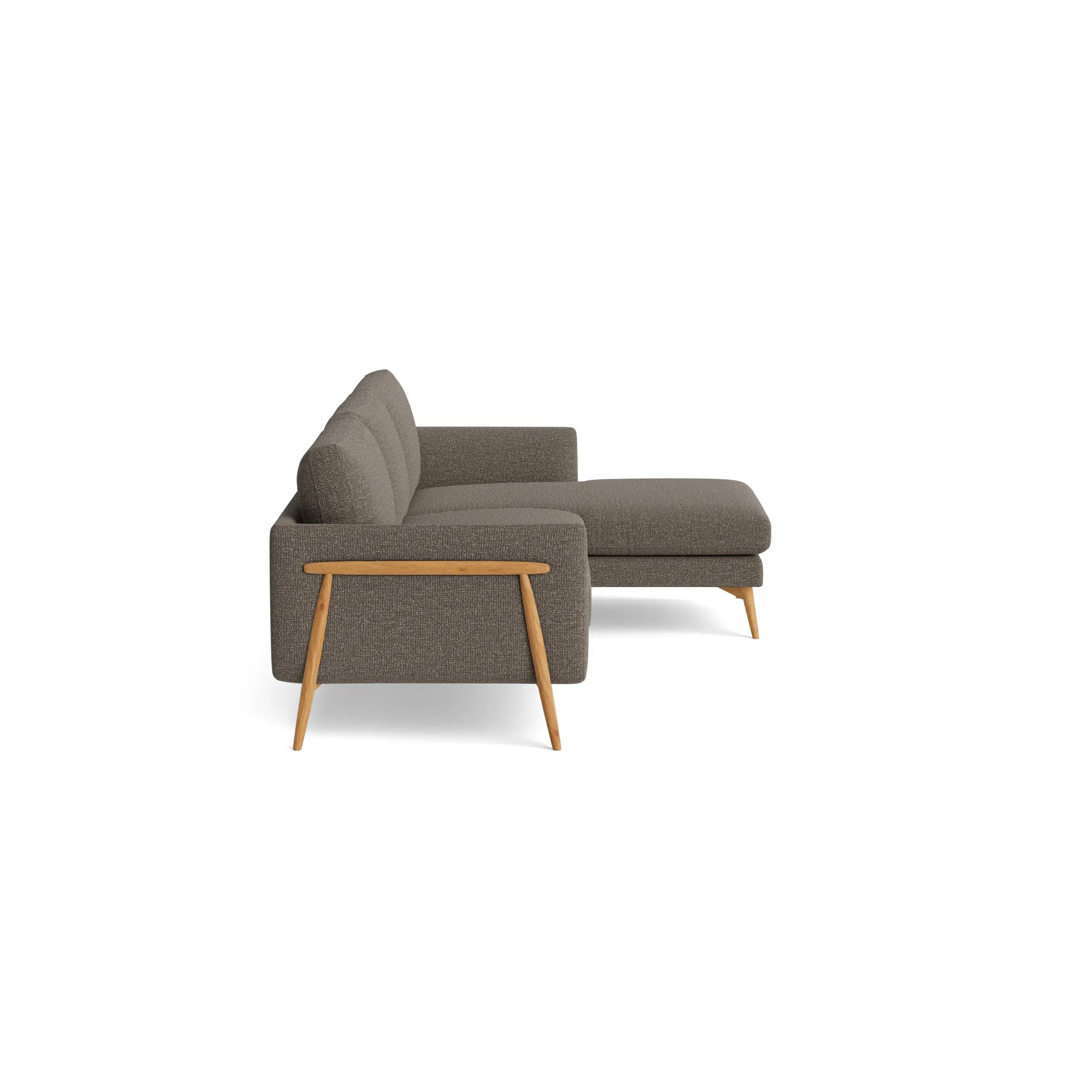 Ecksofa Sutton - 2-Sitzer mit Longchair rechts, Stoff, Sepia