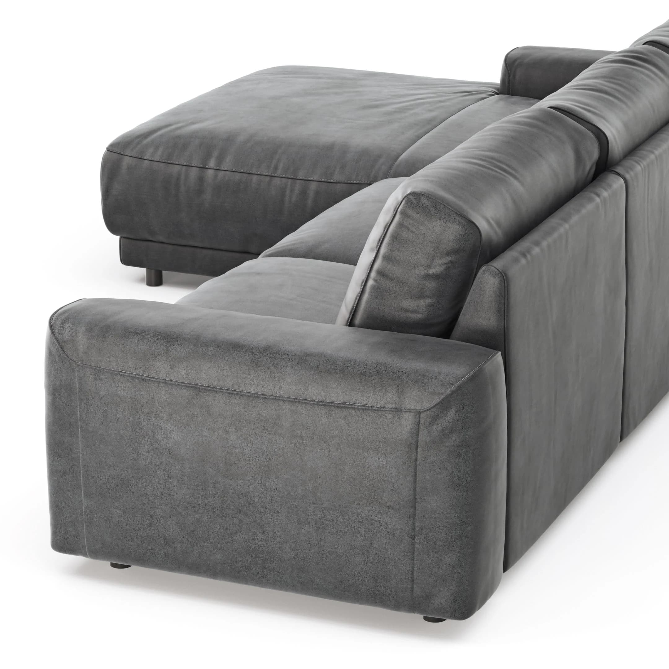 Ecksofa Balok - Longchair groß links mit 2,5-Sitzer, Stoff, Anthrazit