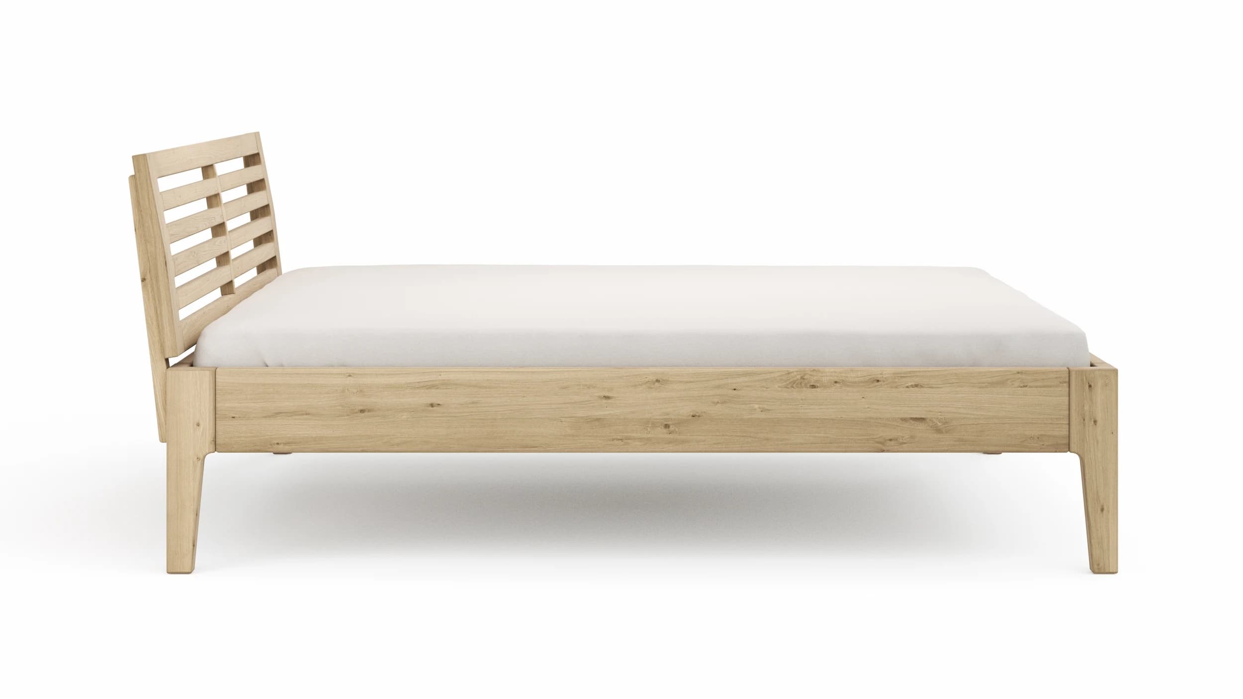 Bettgestell 1660 - Liegefläche ca. 180x200 cm, Wildeiche massiv, bianco geölt