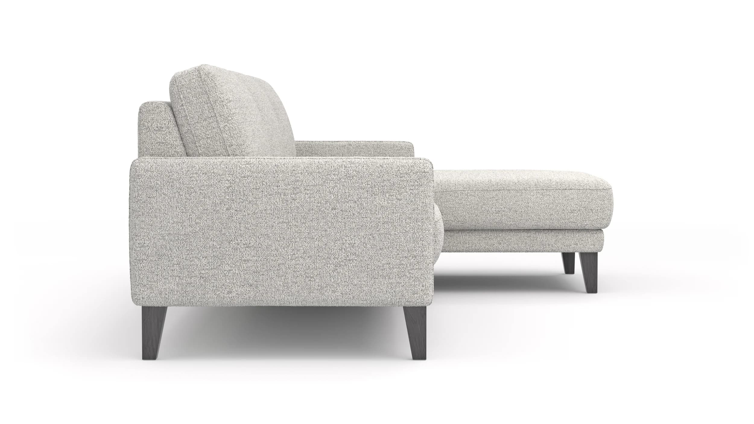 Ecksofa Matero - 2,5-Sitzer mit Longchair rechts, Stoff, Hellgrau