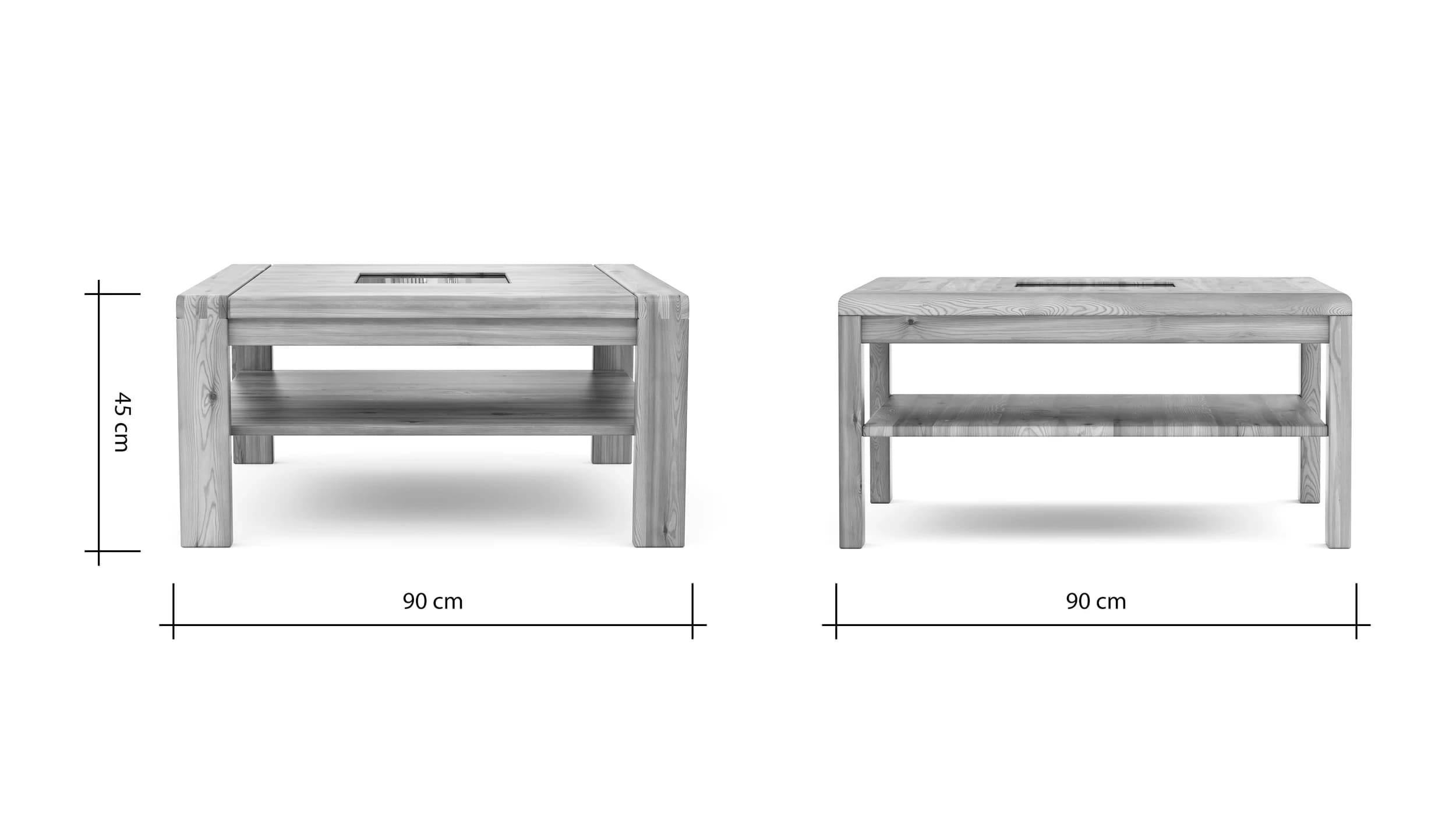 Couchtisch Cartago Soft - BHT ca. 90x45x90 cm, Astbuche massiv, natur geölt