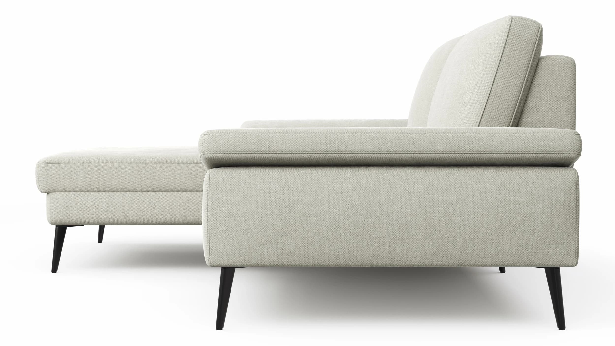 Ecksofa Houston - Longchair groß links mit 1,75-Sitzer, inkl. Sitztiefenverstellung und Armlehne klappbar, Stoff, Natur