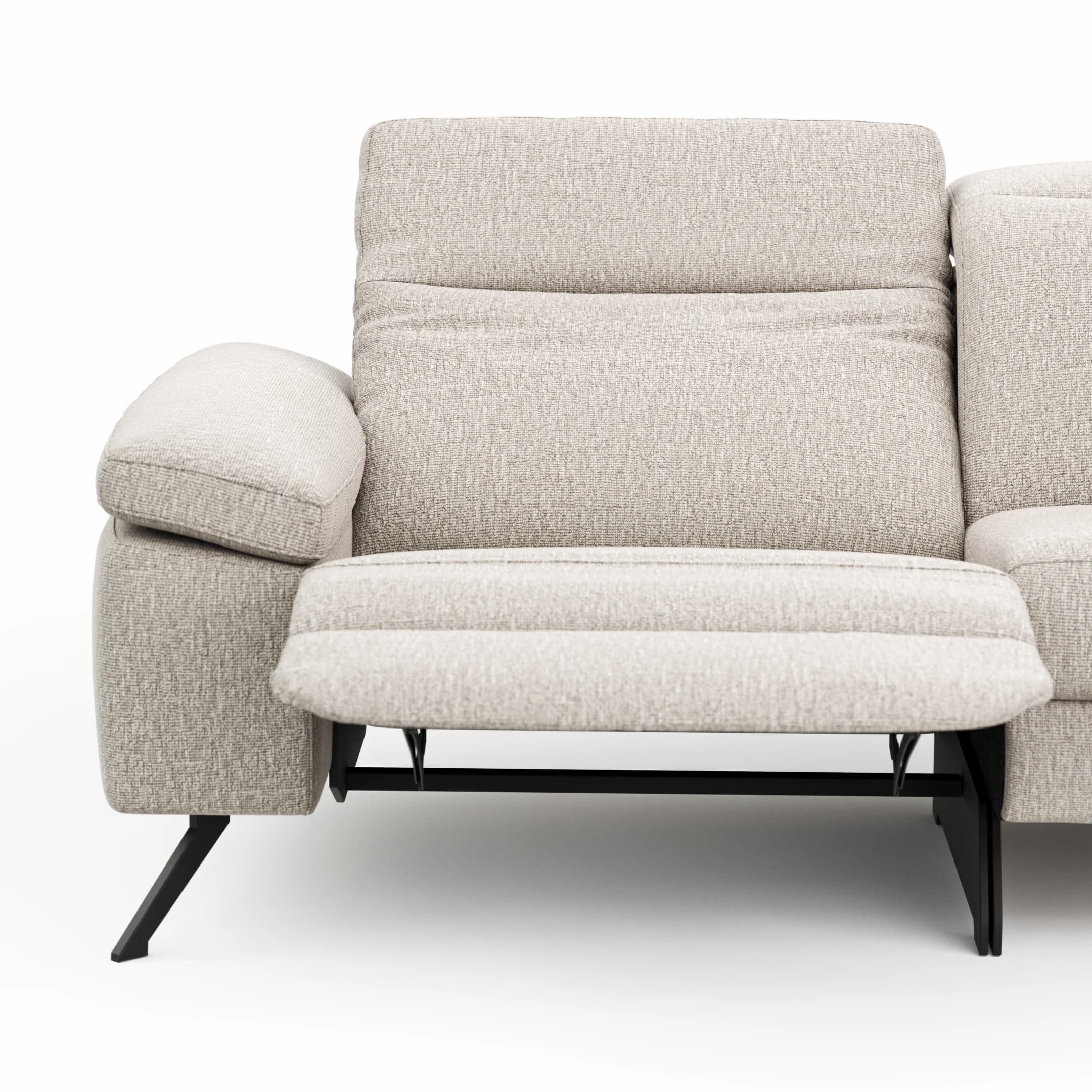 Sofa Rafaela 2.0 - 2,5-Sitzer inkl. 1x Relaxfunktion und Kopfteile verstellbar, Stoff, Champagner