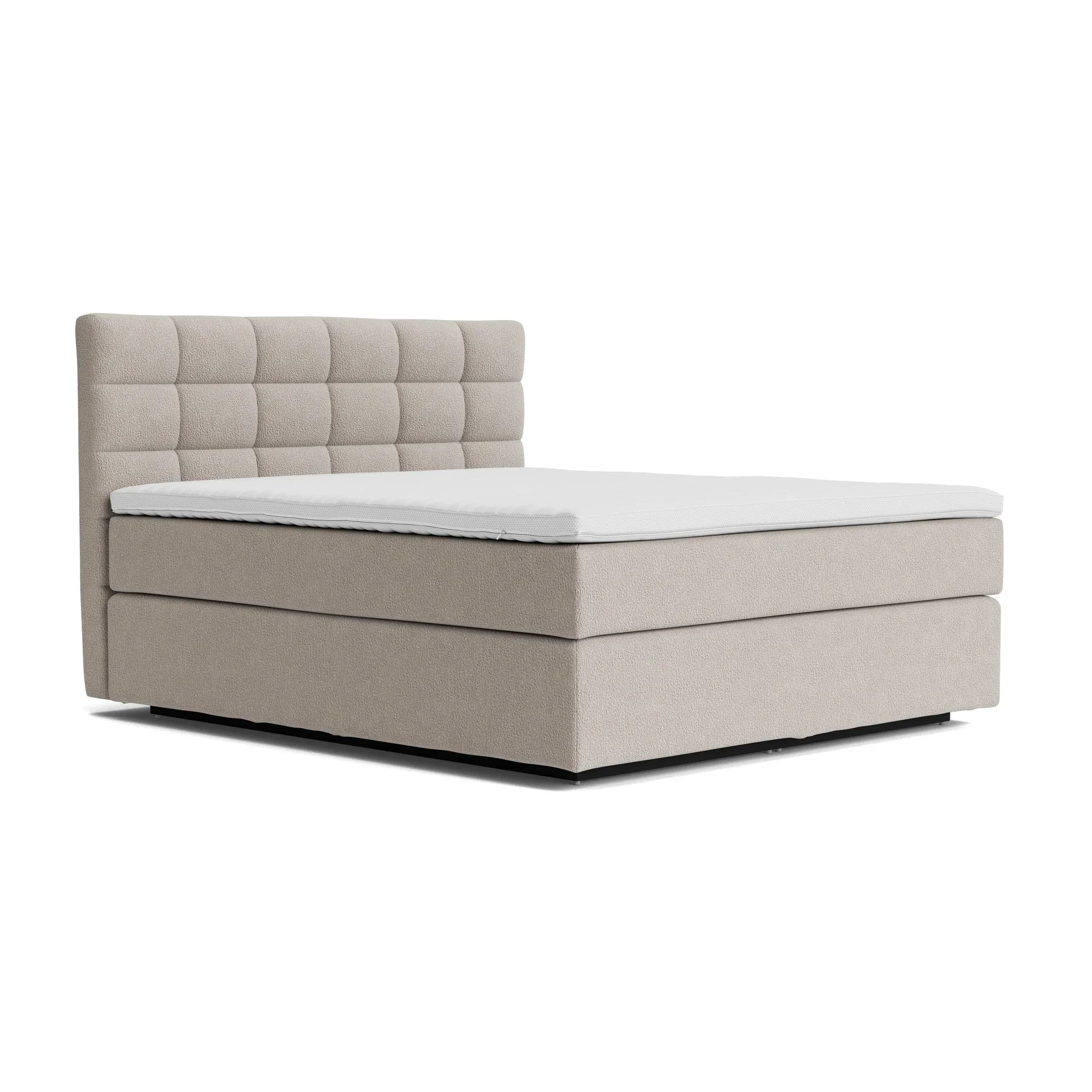 Boxspringbett Soria - Liegefläche ca. 180x200 cm, Stoff, Perlmutt