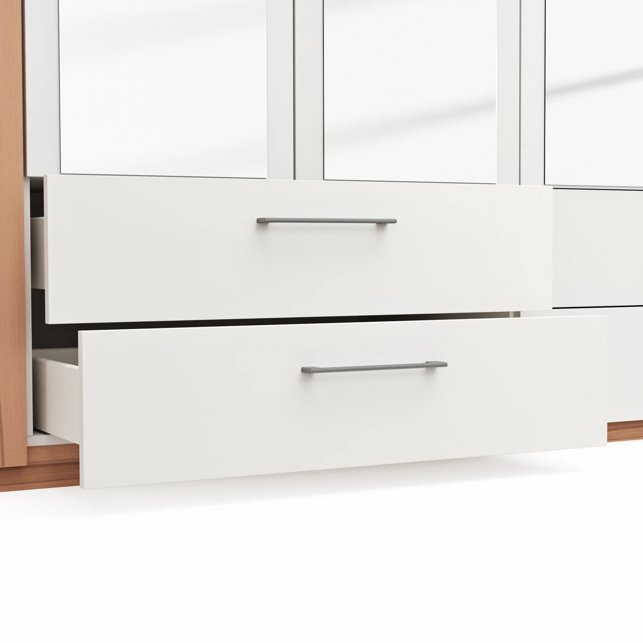 Drehtürenschrank Viana - B. ca. 270 cm, Furnier, Kernbuche, Weiß