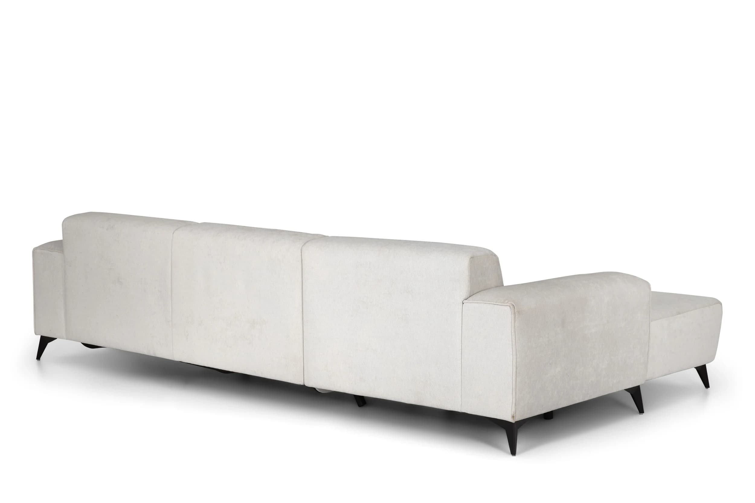 Ecksofa - Longchair links mit 3-Sitzer, Stoff, Natur