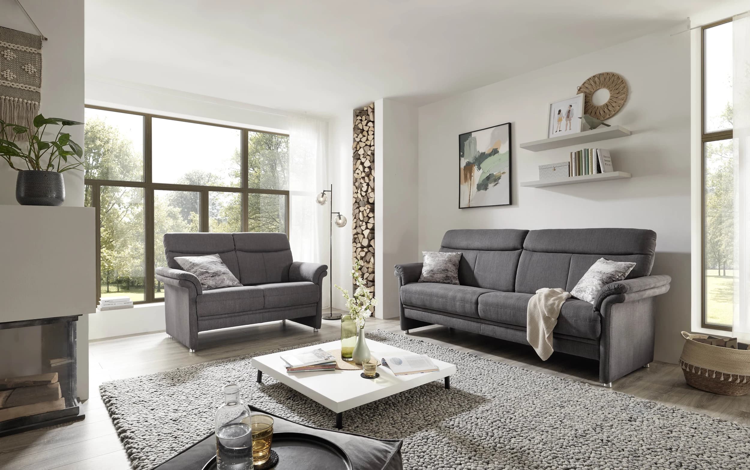 Sofa EM Lech - 2,5-Sitzer, Stoff, Anthrazit