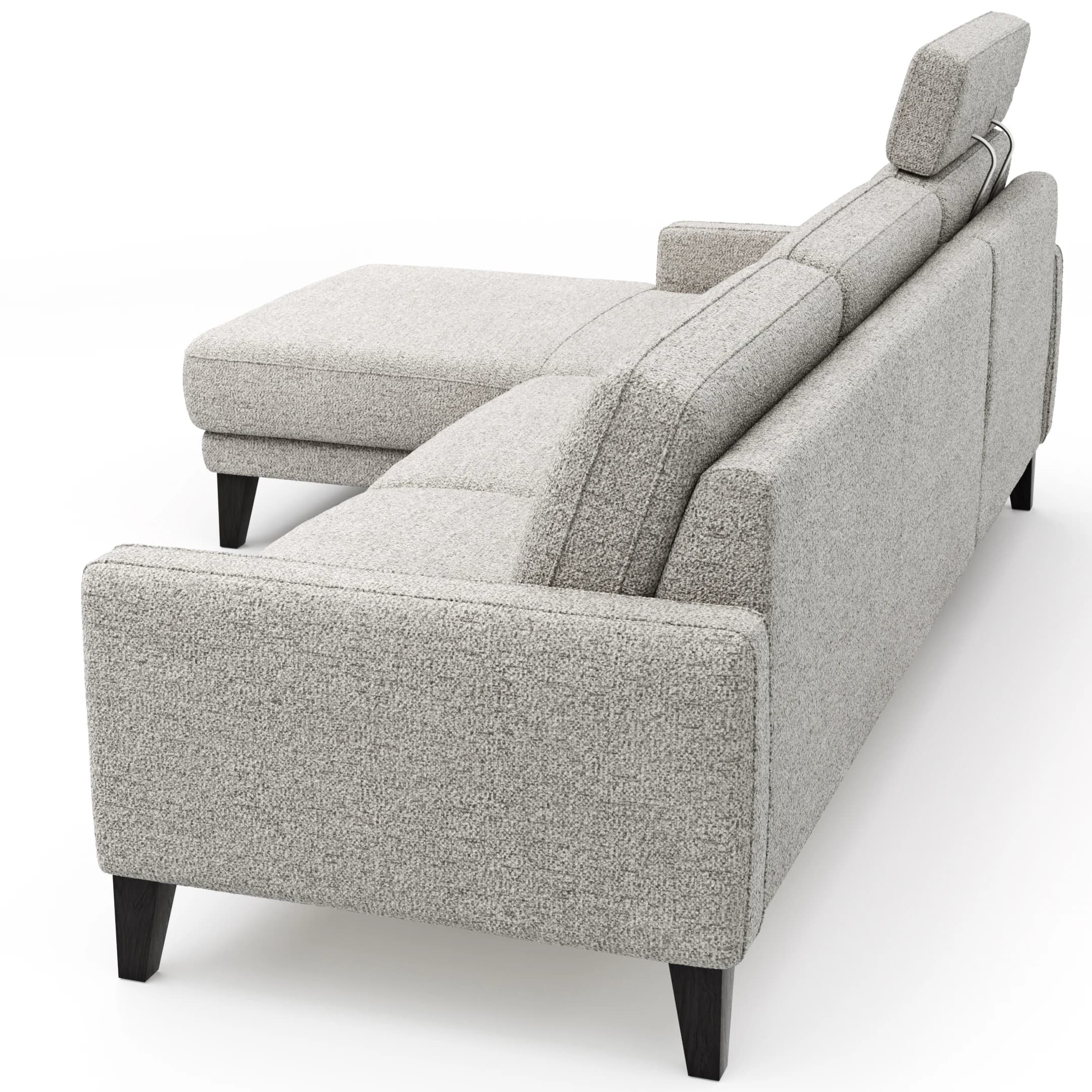 Ecksofa Matero - Longchair mit 2,5-Sitzer rechts inkl. Relaxfunktion motorisch, Stoff, Hellgrau