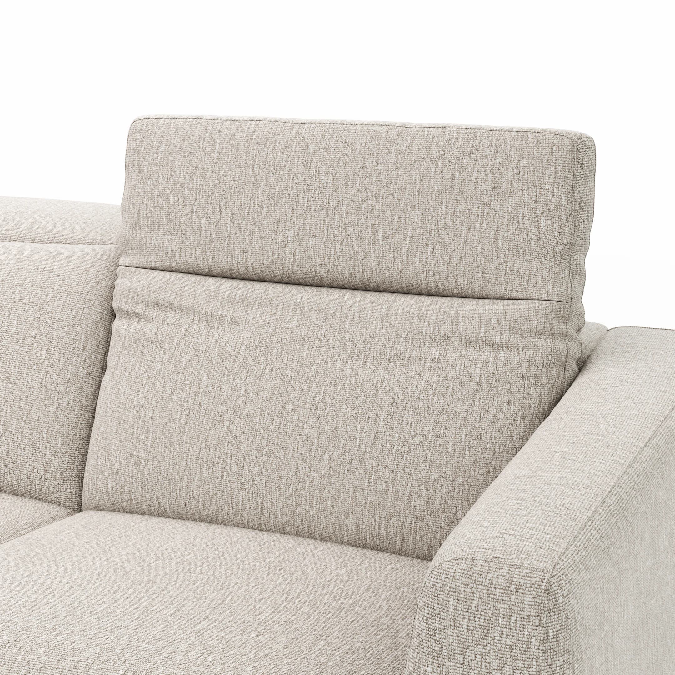Ecksofa Rafaela 2.0 - Longchair mit 2,5-Sitzer rechts inkl. Kopfteilverstellung, Stoff, Champagner