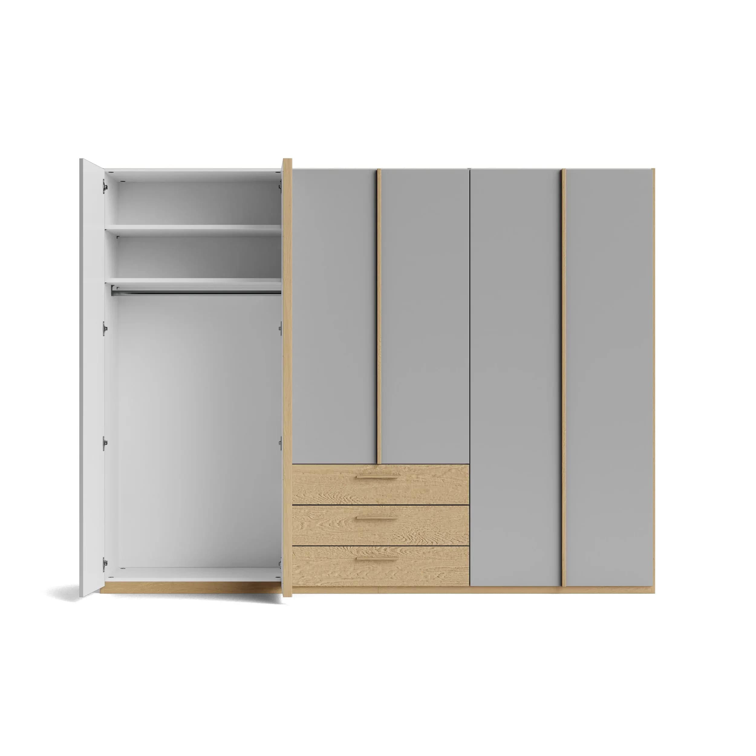Drehtürenschrank Caluma - B. ca. 300cm, Furnier, Balkeneiche, Taupe