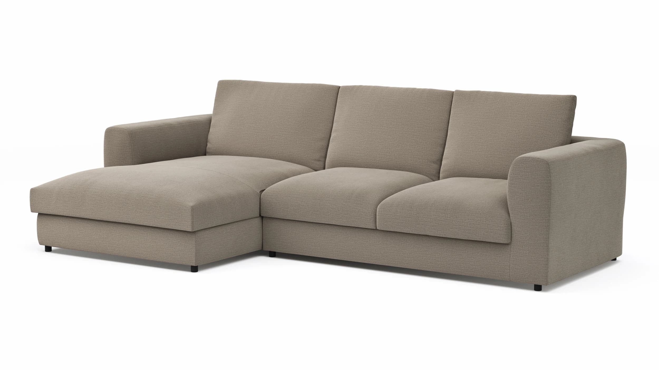 Ecksofa Stormy - Longchair links mit 2,5-Sitzer, Stoff, Graubeige