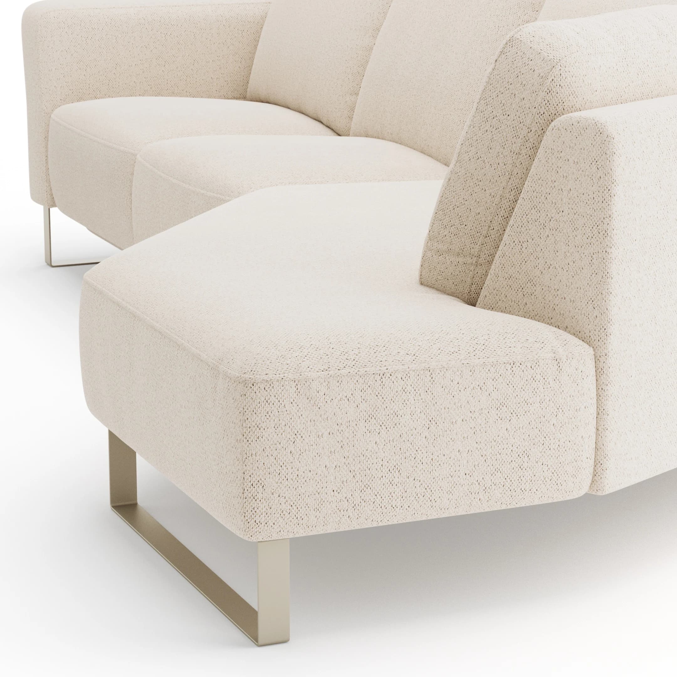 Ecksofa Leona - 2,5-Sitzer mit Ecke rechts inkl. Relaxfunktion motorisch, Stoff, Creme 
