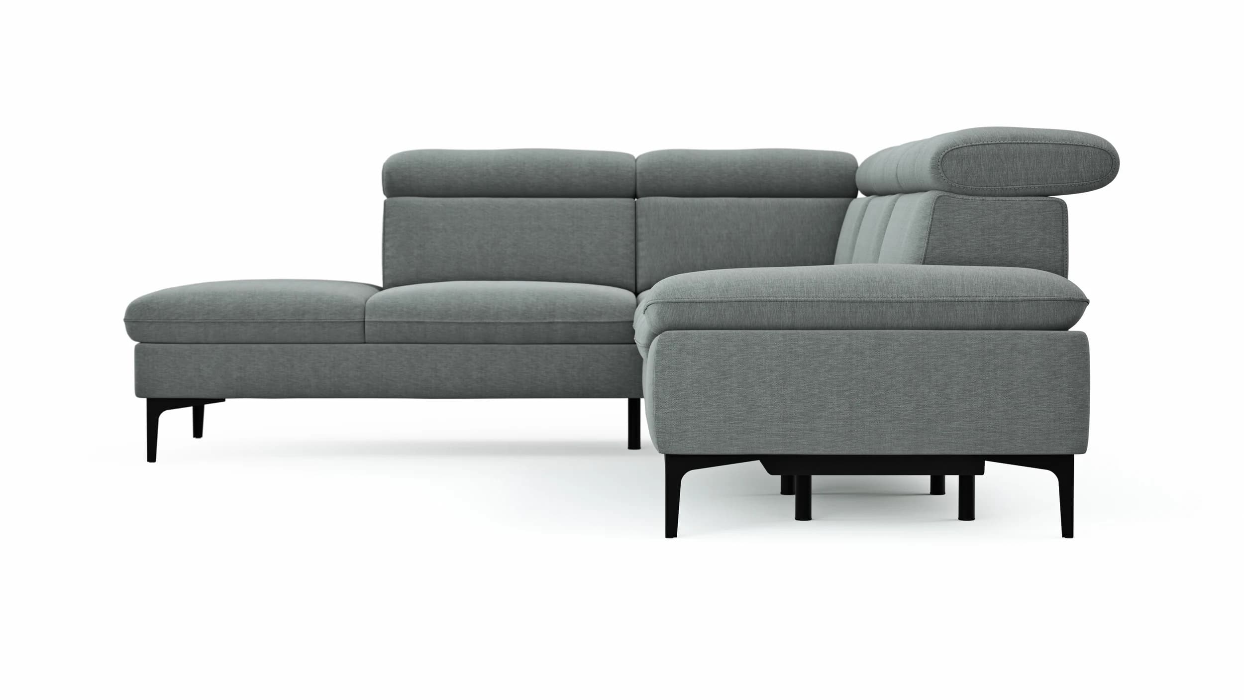 Ecksofa Felipa - Ecke links mit 2,5-Sitzer inkl. Armlehne verstellbar und Rückenlehne/Sitztiefe verstellbar (motorisch), Stoff, Grau