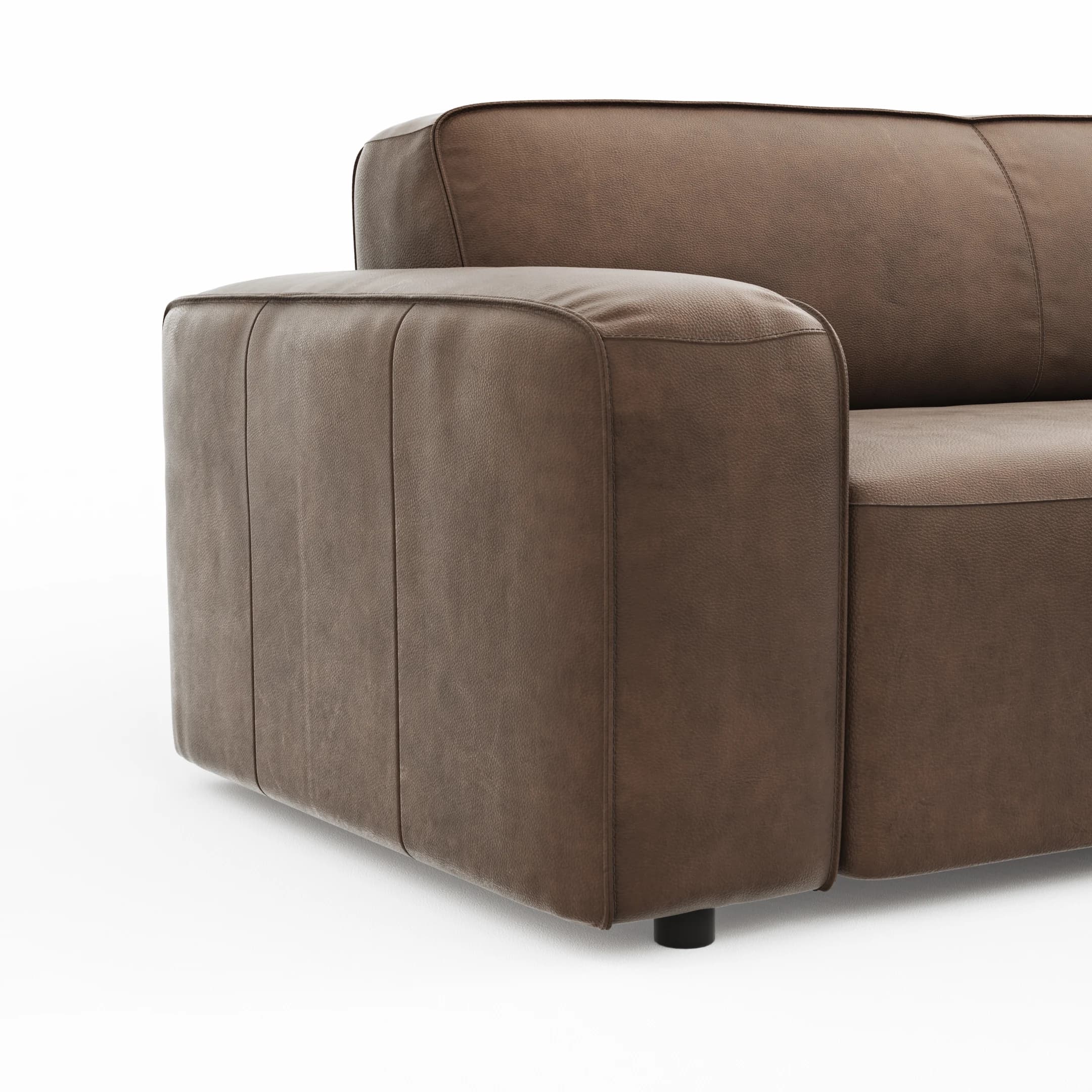 Ecksofa Denver - 2,5-Sitzer mit Longchair rechts, Leder, Braun