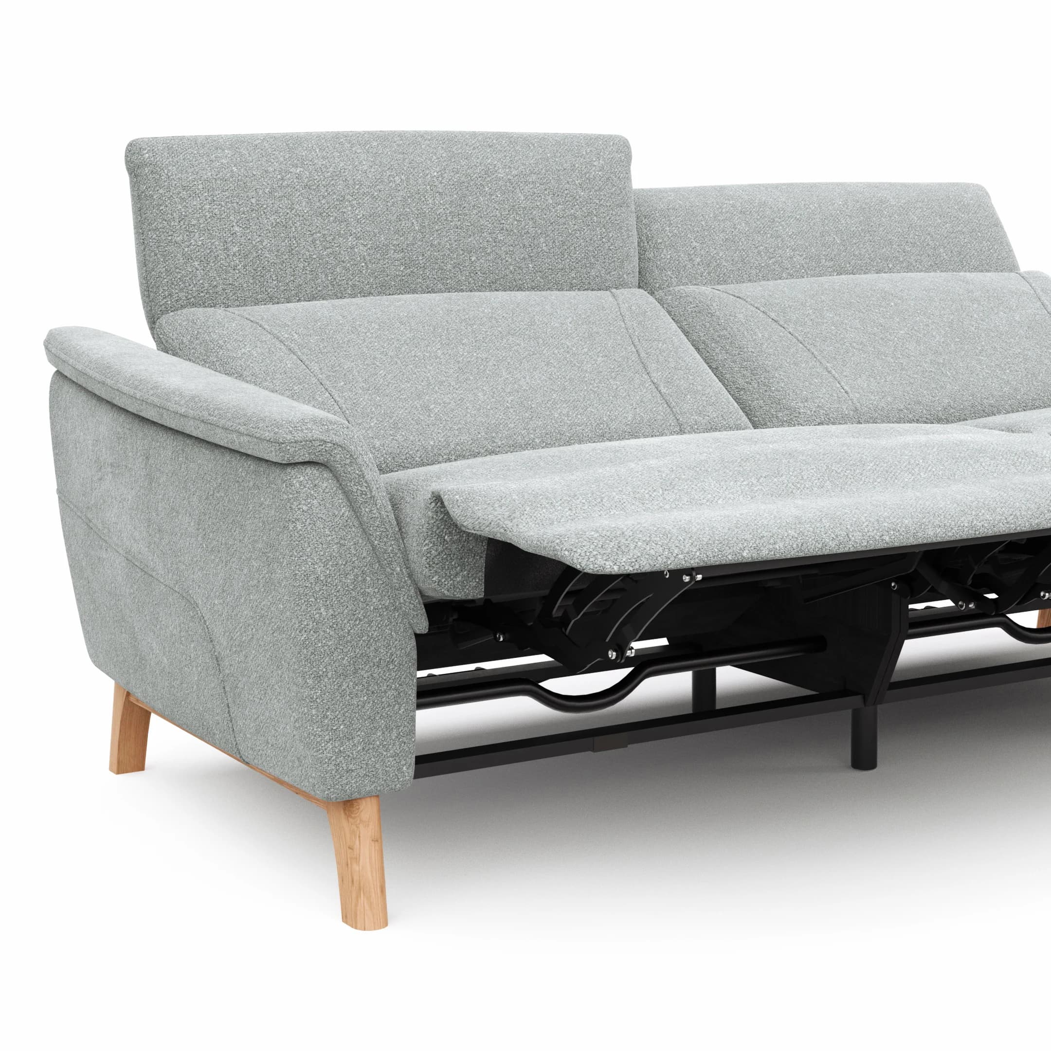 Sofa Nevin - 3-Sitzer, inkl. Relaxfunktion und Kopfteilverstellung (motorisch), Stoff, Silbergrau 