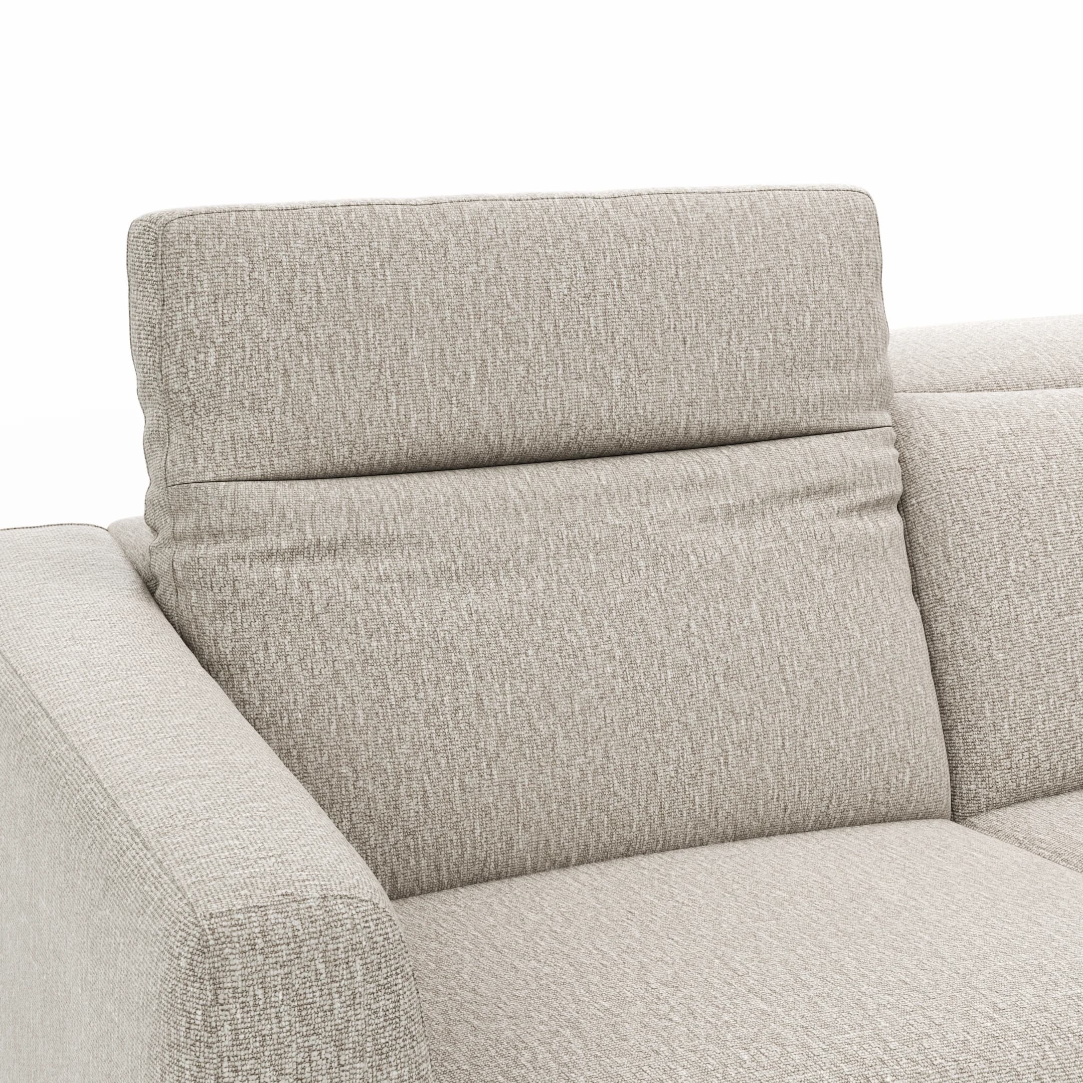 Ecksofa Rafaela 2.0 - 2,5-Sitzer mit Longchair rechts inkl. Sitzvorzug, Kopteilverstellung motorisch und Relaxfunktion motorisch im Longchair, Stoff, Champagner