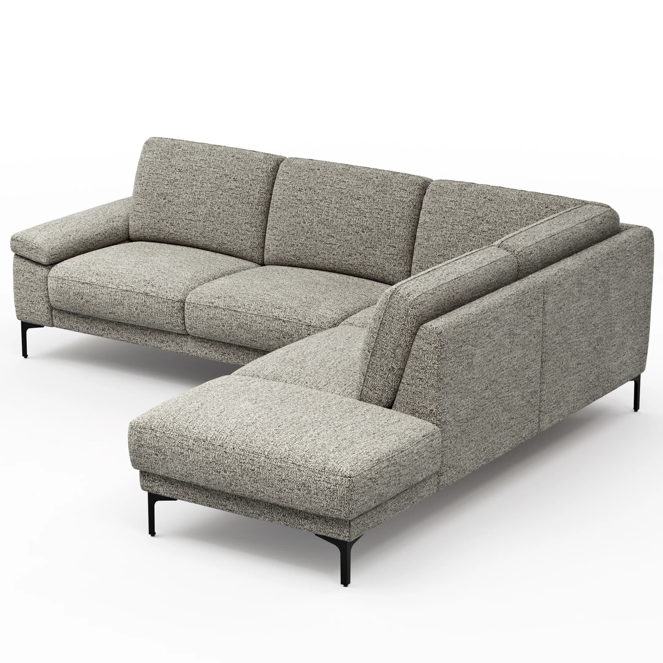 Ecksofa Matero - 2-Sitzer mit Ecke rechts, Stoff, Graubeige