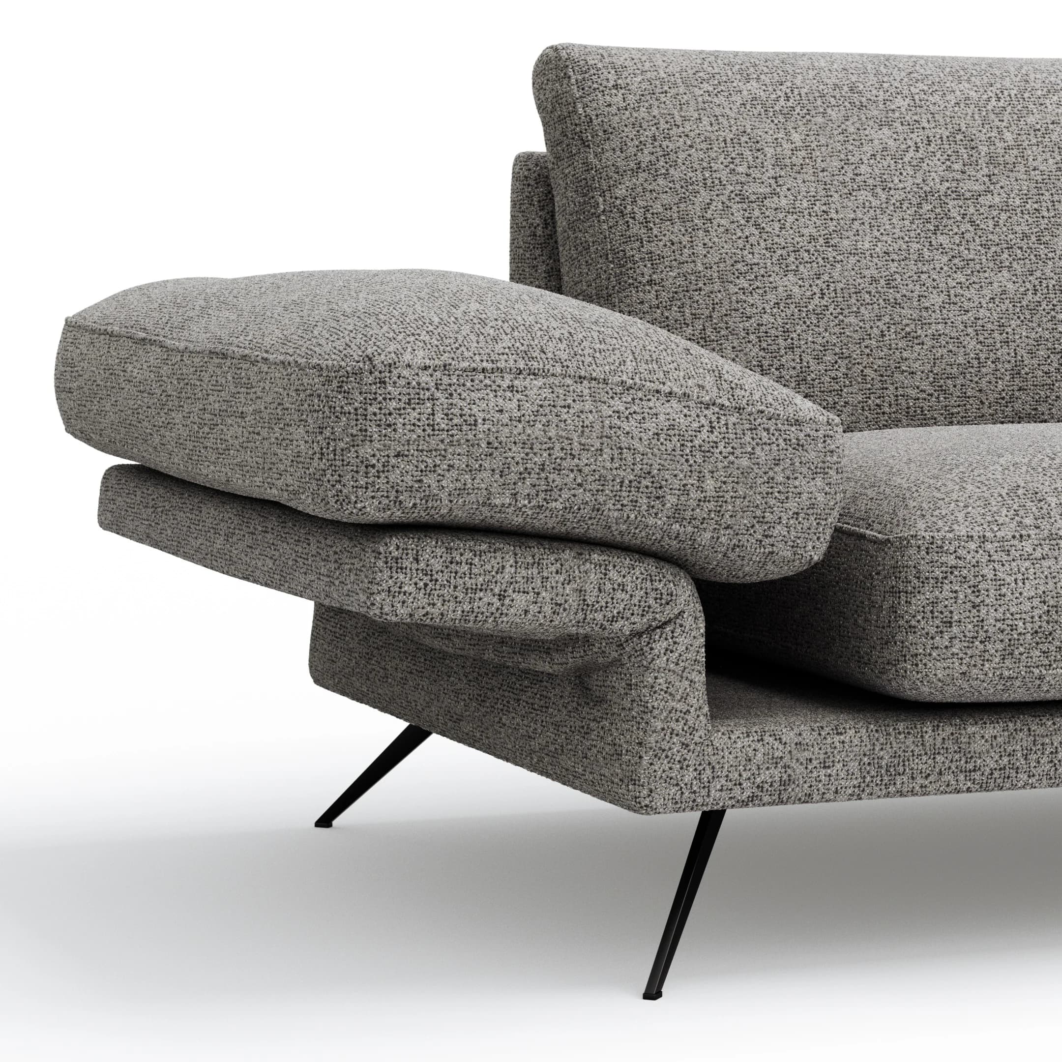Ecksofa Valdemoro - 2,5-Sitzer mit Longchair rechts inkl. Rückenlehne verstellbar, Stoff, Grau