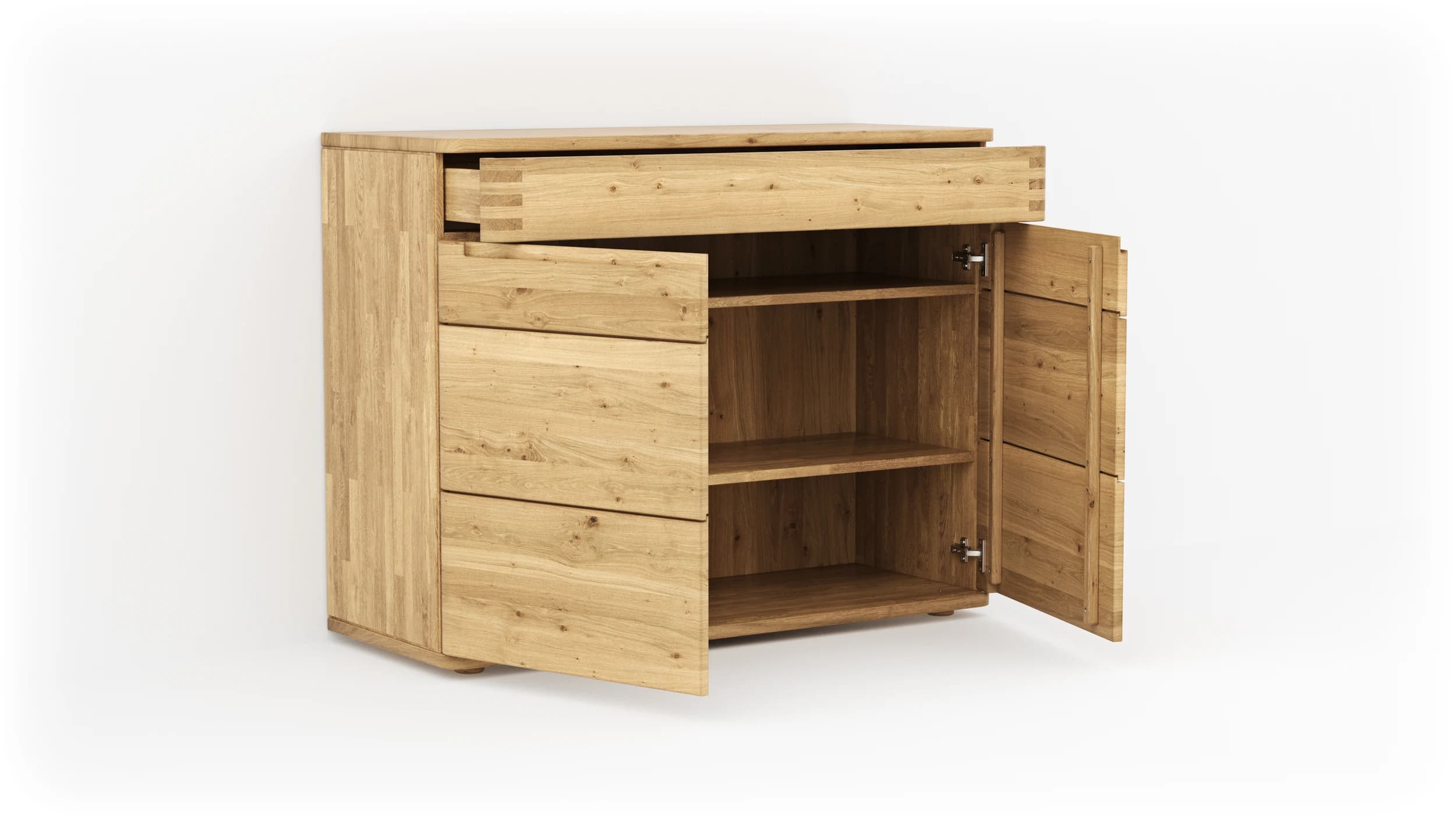 Sideboard Cartago Soft - Wildeiche massiv, bianco geölt