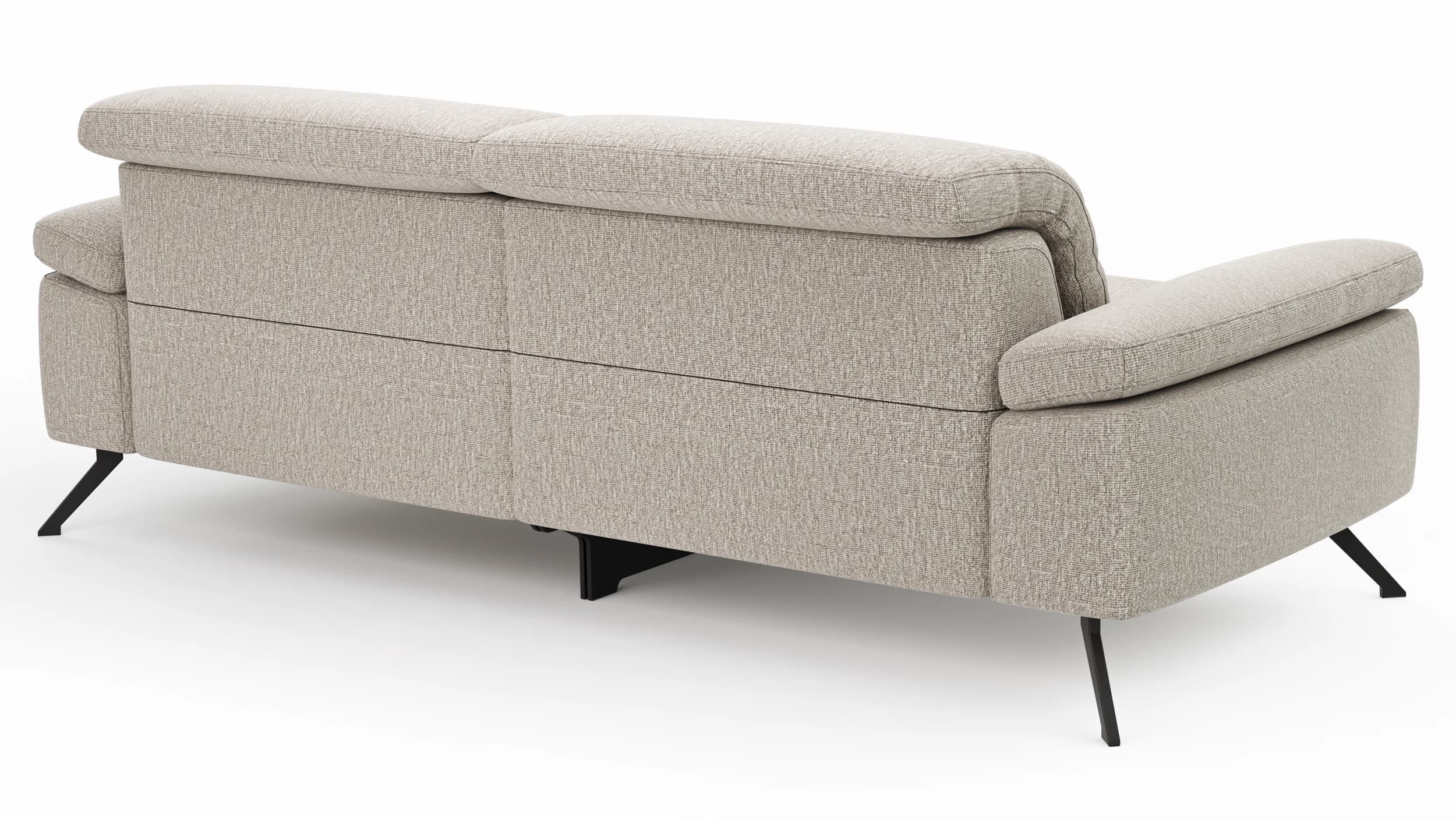 Sofa Rafaela 2.0 - 3-Sitzer inkl. 1x Relaxfunktion und Kopfteile verstellbar, Stoff, Champagner