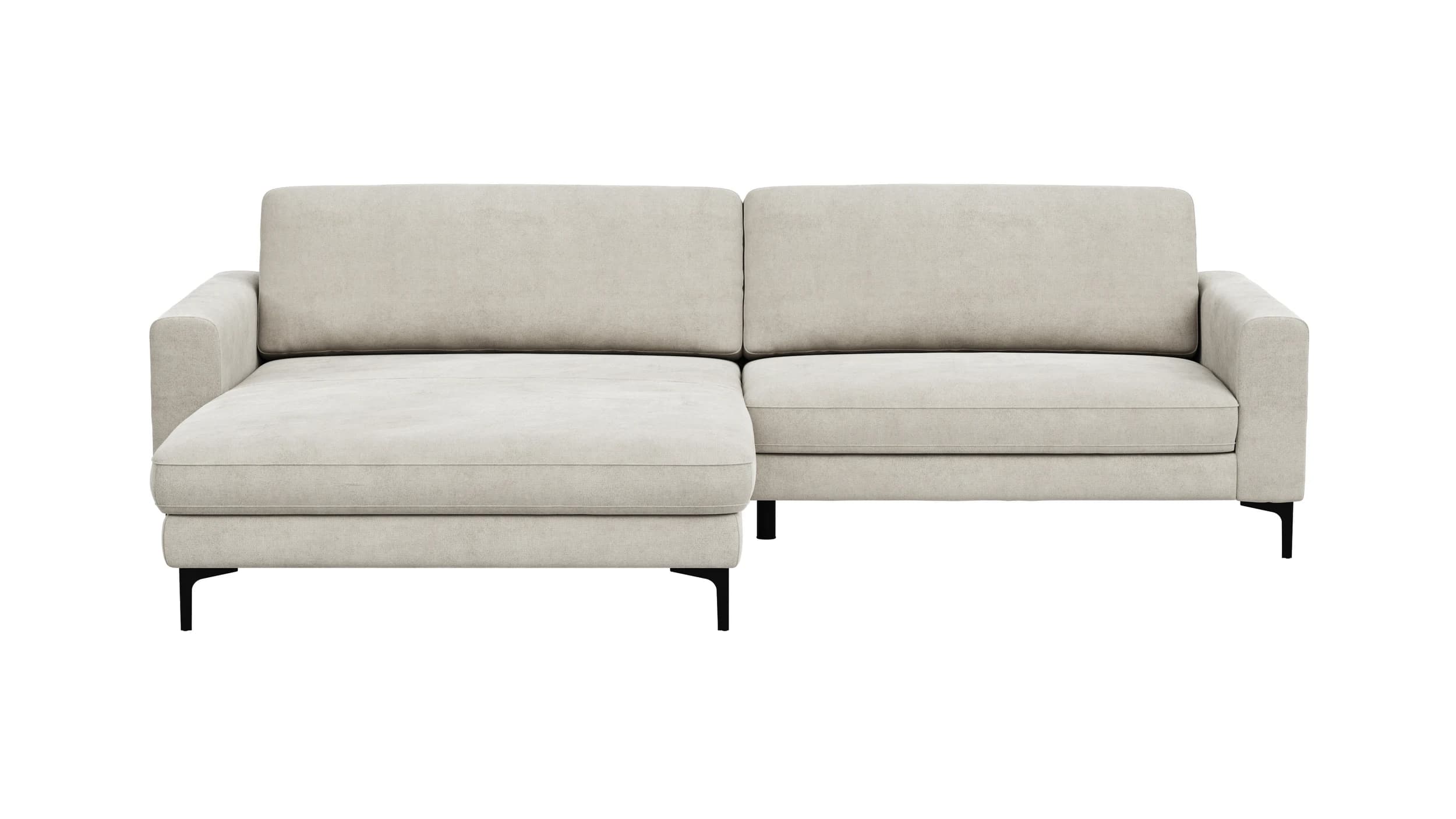 Ecksofa Oviedo - Longchair links mit 1,5-Sitzer inkl. Relaxfunktion (motorisch), Stoff, Natur