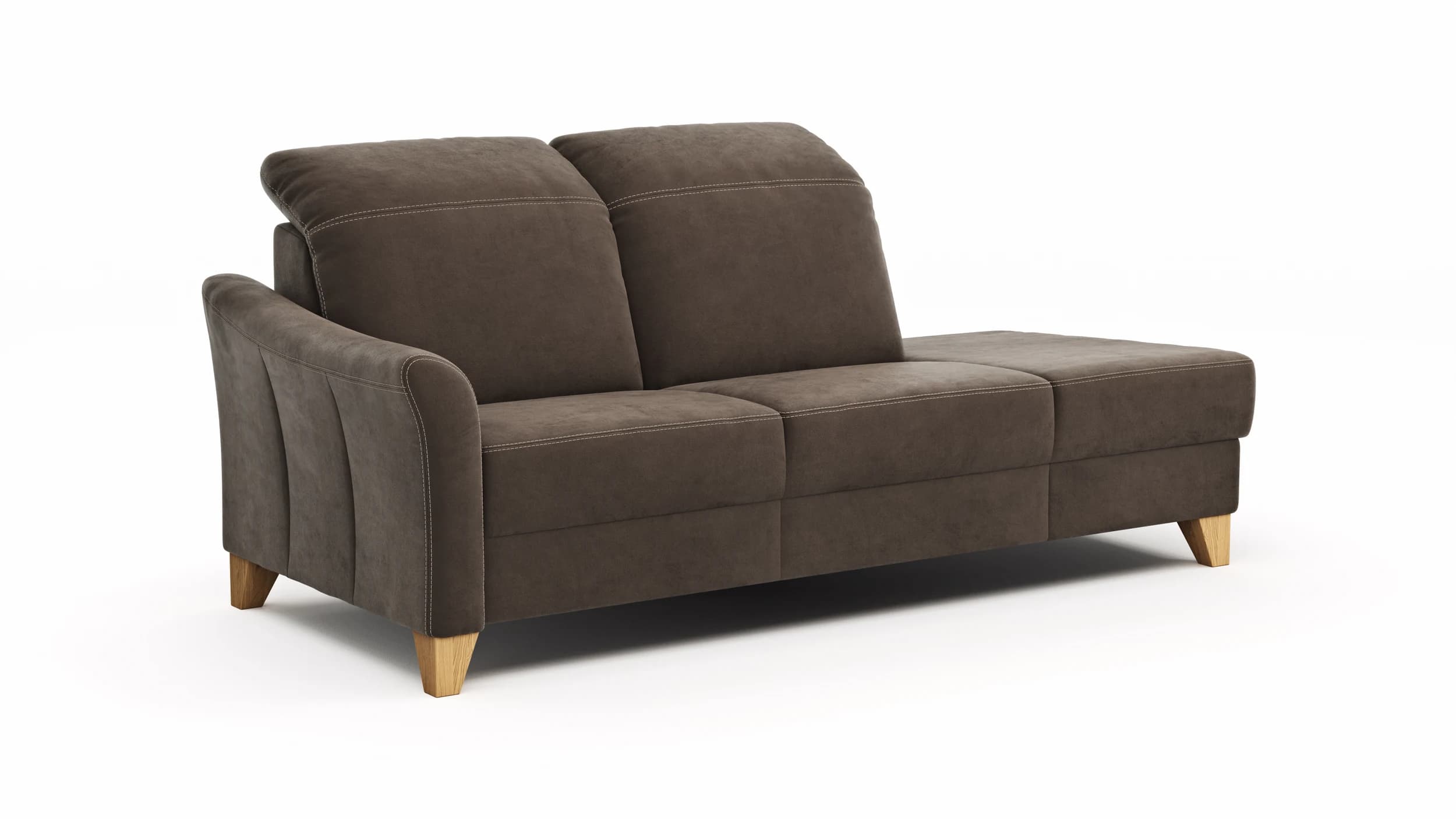 Sofa Canterbury - Recamiere links inkl. Kopfteil verstellbar und Sitzvorzug (motorisch), Stoff, Dunkelbraun