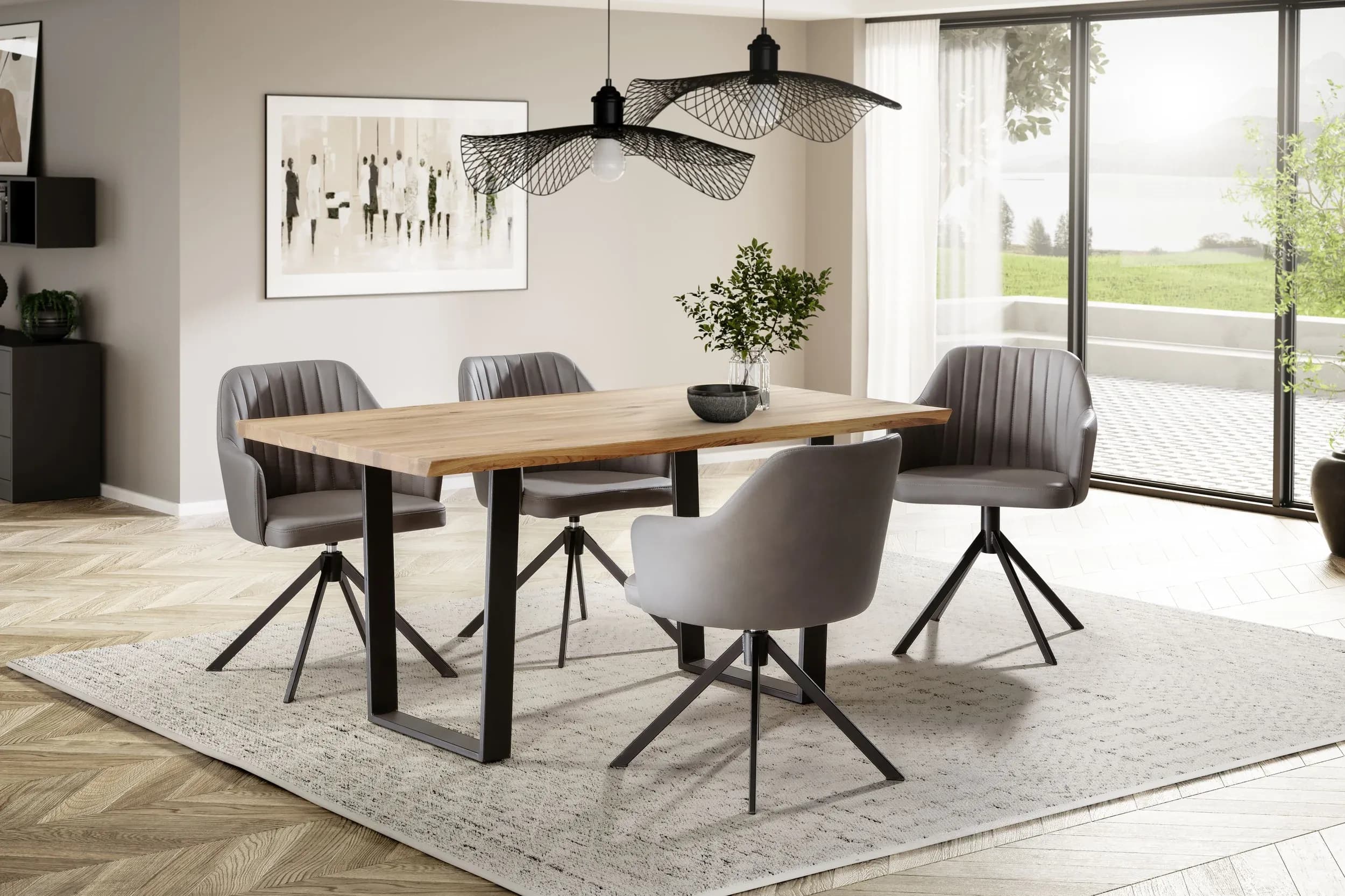 Esstisch - LB ca. 180x90 cm, Wildeiche massiv