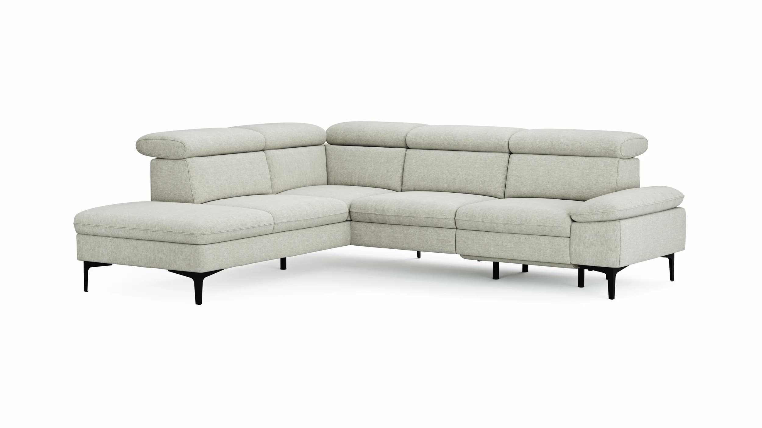 Ecksofa Felipa - Ecke links mit 2,5-Sitzer inkl. Armlehne verstellbar und Rückenlehne/Sitztiefe verstellbar (motorisch), Stoff, Natur