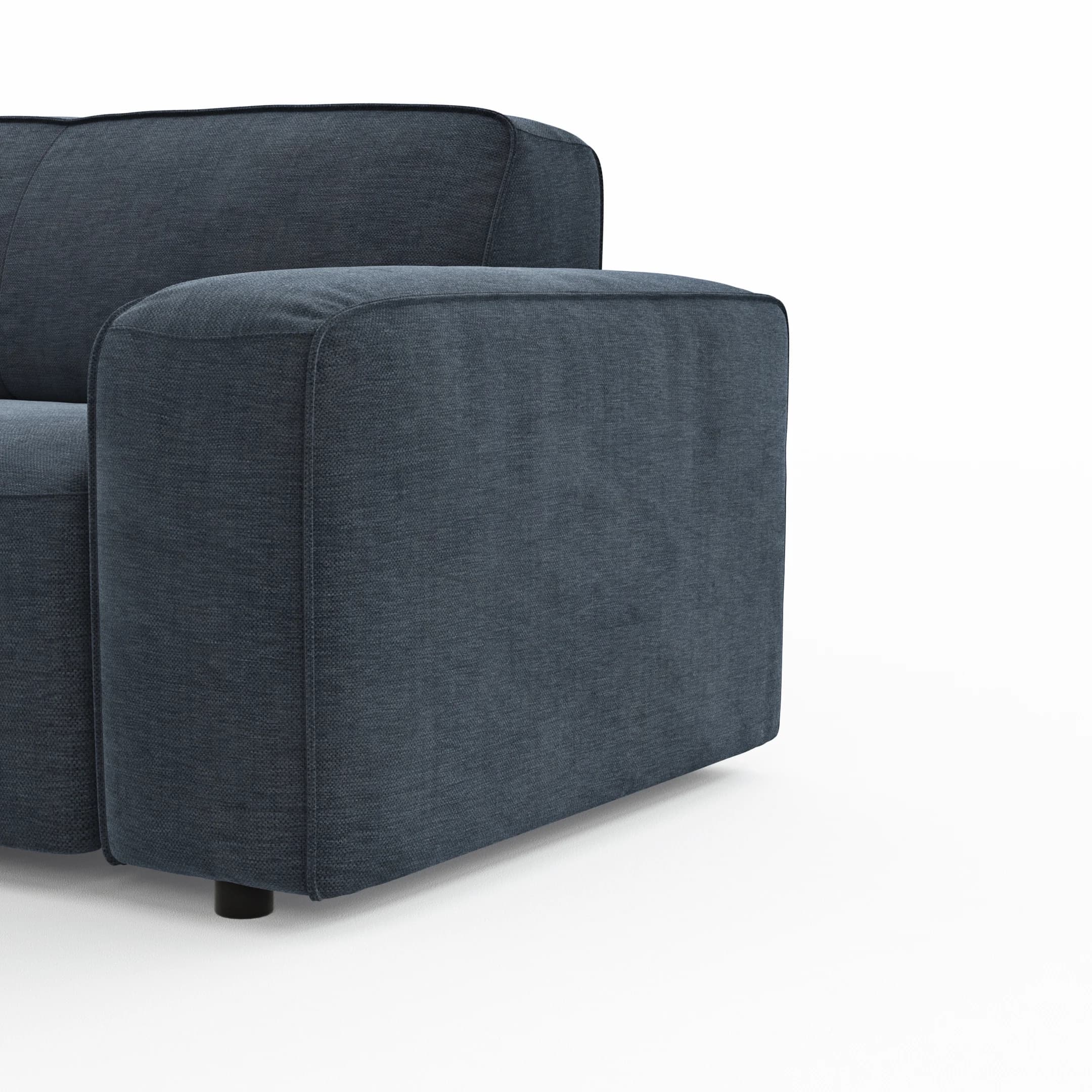 Ecksofa Denver - Longchair links mit 2-Sitzer, Stoff, Blau