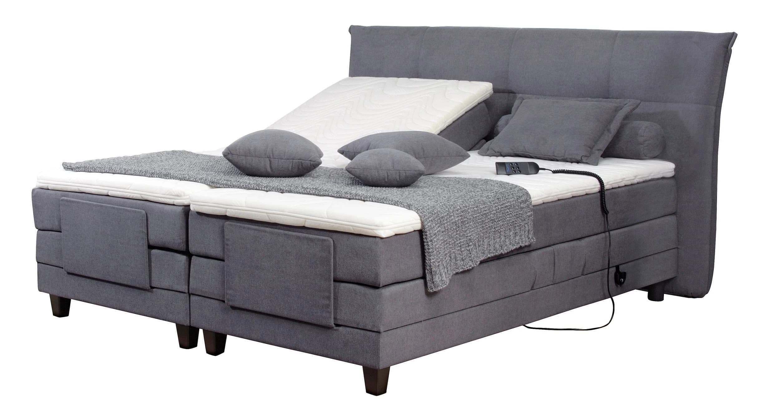 Boxspringbett - Liegefläche ca. 180x200 cm, motorische Verstellung, Stoff, Anthrazit 