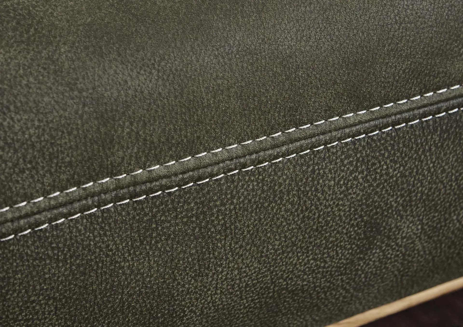 Ecksofa - 3-Sitzer mit Longchair rechts, Leder, Olive