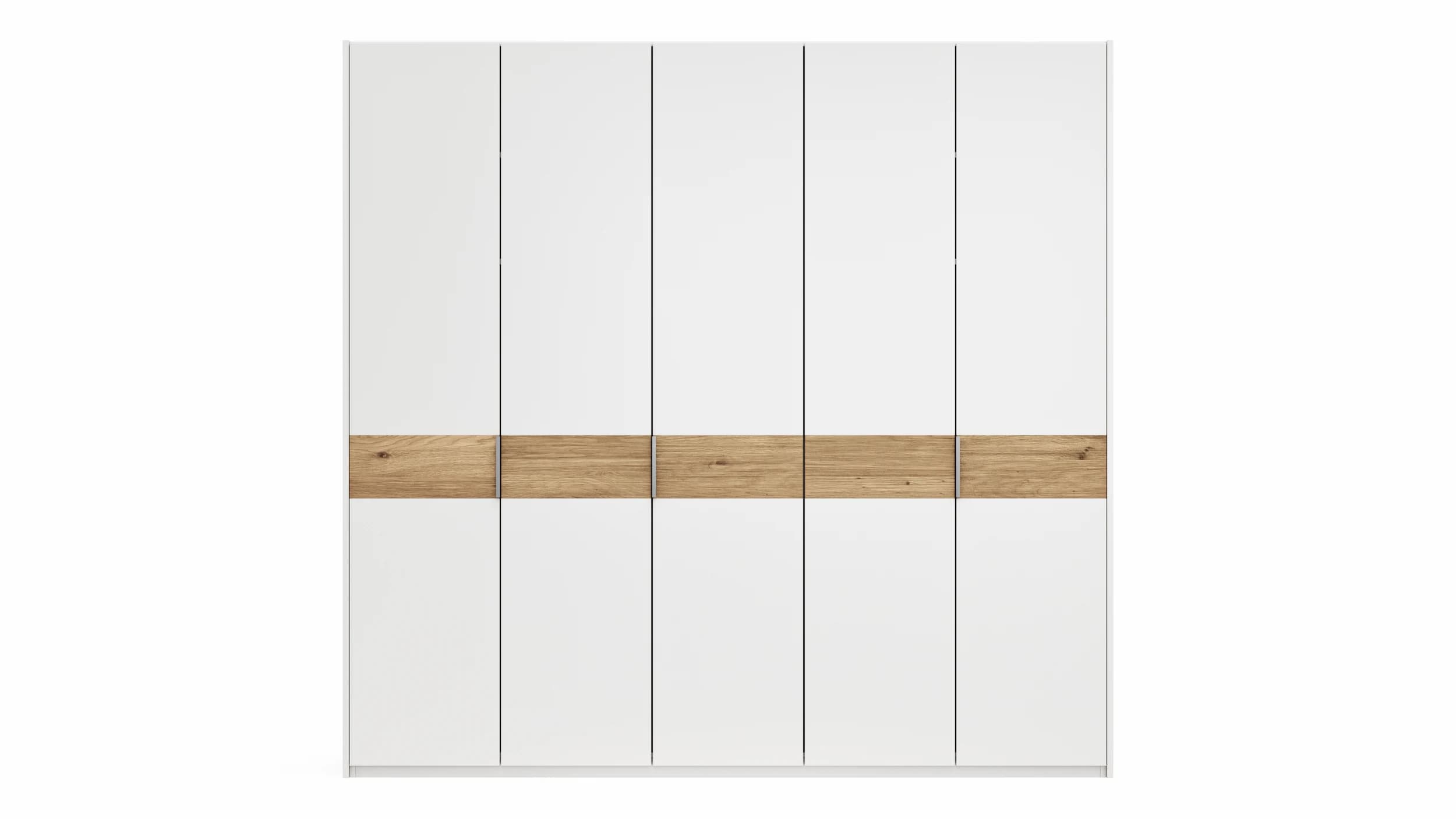 Drehtürenschrank Viana - B ca. 254 cm, Lack, Weiß, Riffholz, Wildeiche