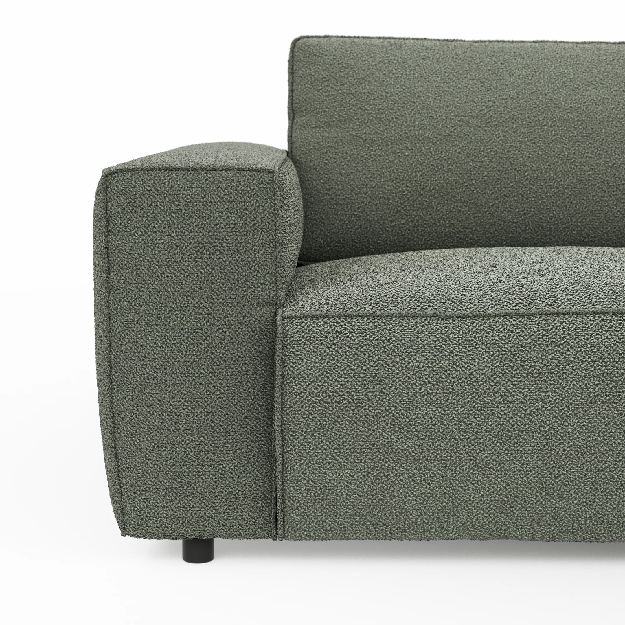 Ecksofa Lilaia - 1,5-Sitzer XL mit Chaise Longue XL rechts, Stoff, Olivgrün