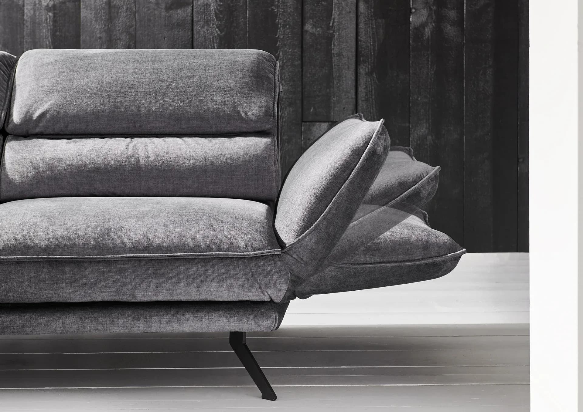 Ecksofa - Longchair links mit 2,5-Sitzer, inkl. Kopfteil/Armlehne/Sitztiefe verstellbar, Stoff, Grau