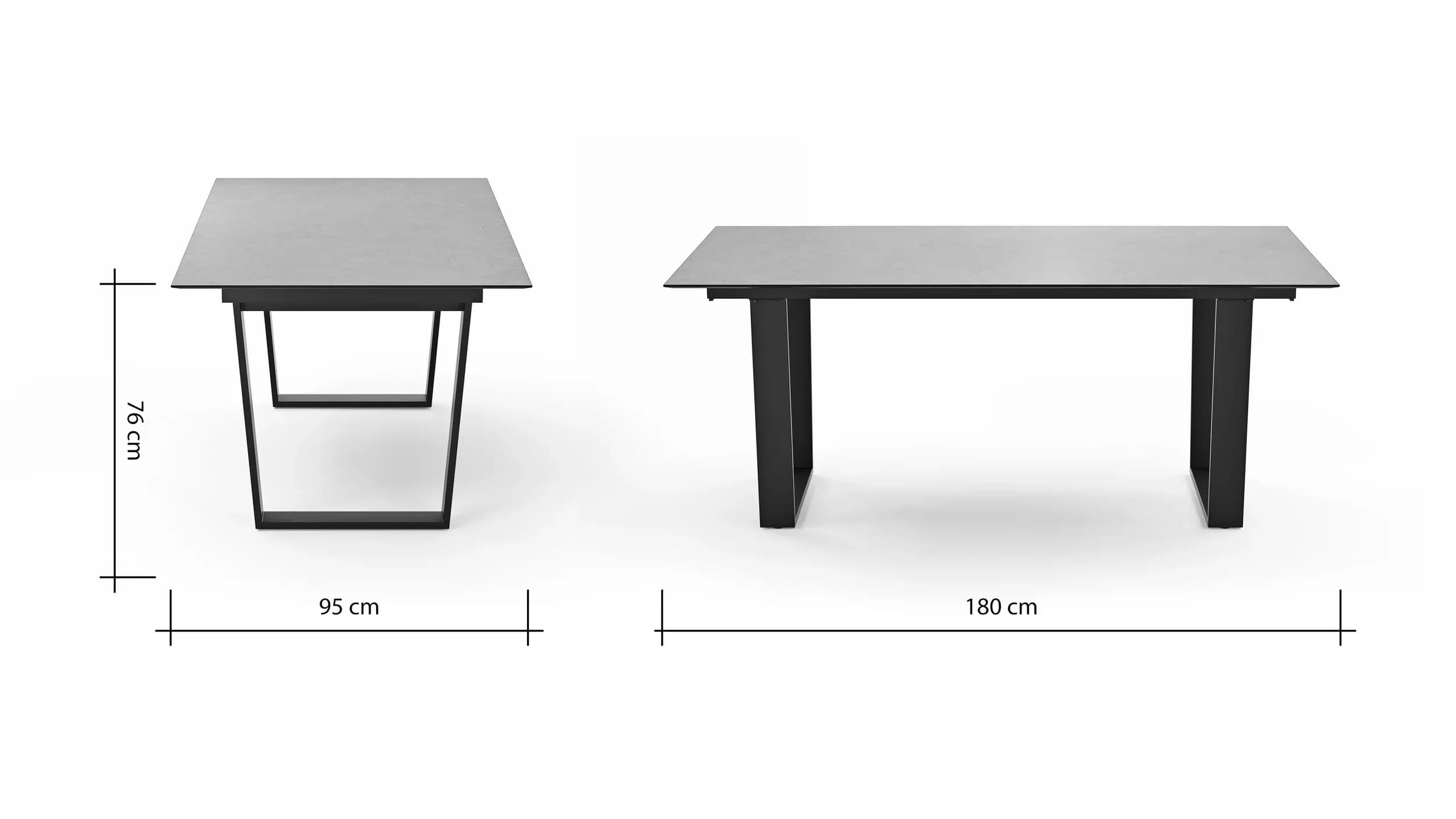 Esstisch Dinner - verlängerbar, LB ca. 180x95 cm, Kunststoff, Hellgrau