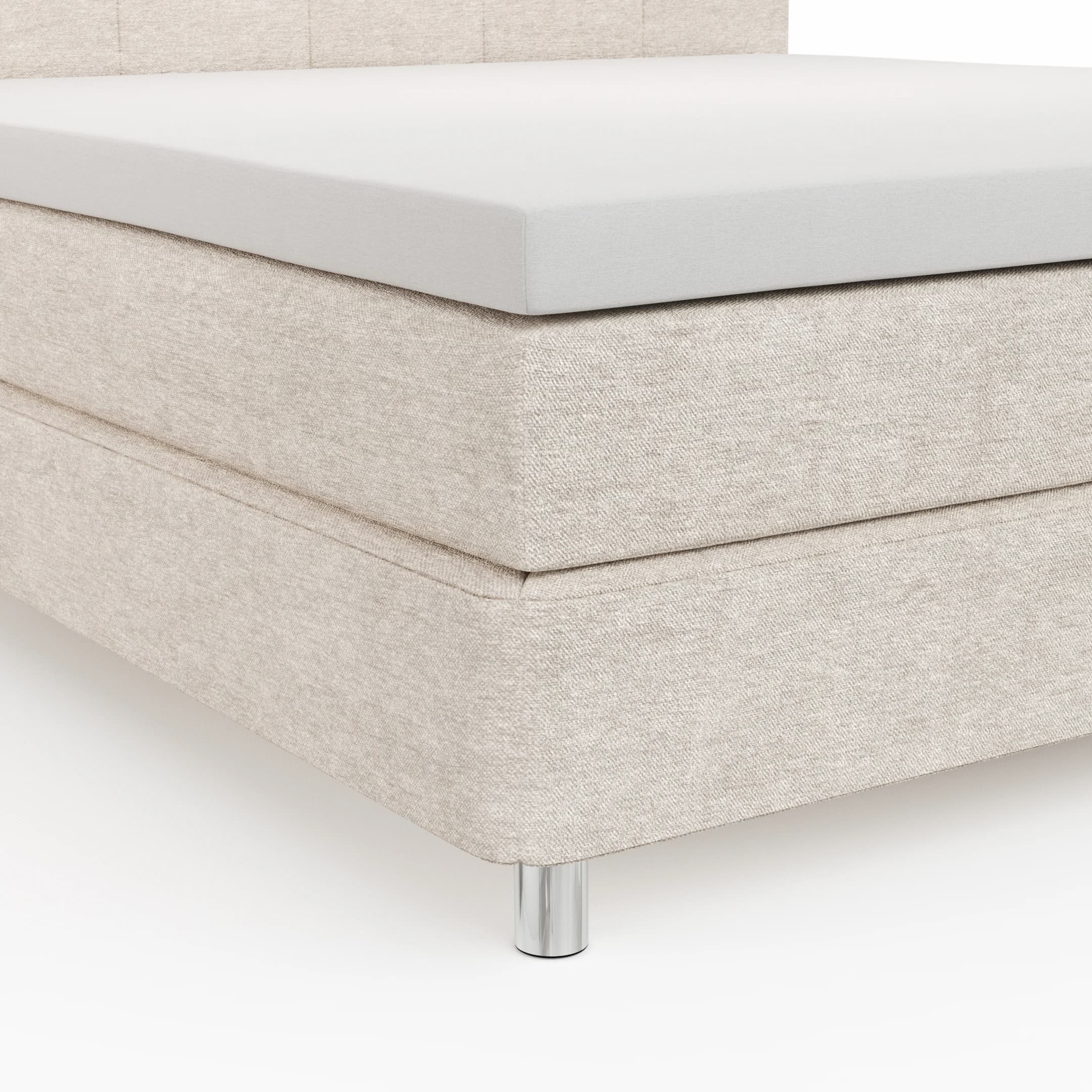 Boxspringbett Alpin - Liegefläche ca. 180x200 cm, Stoff, Graubeige