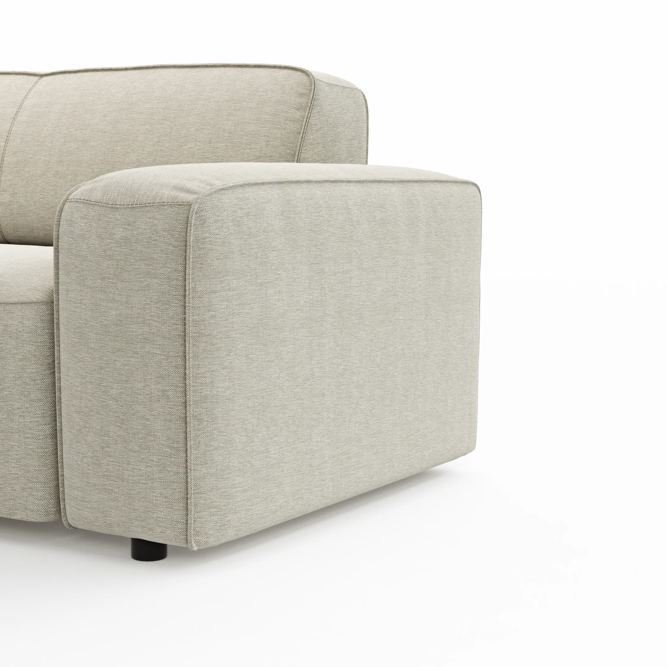 Ecksofa Denver - Longchair links mit 2-Sitzer, Stoff, Natur