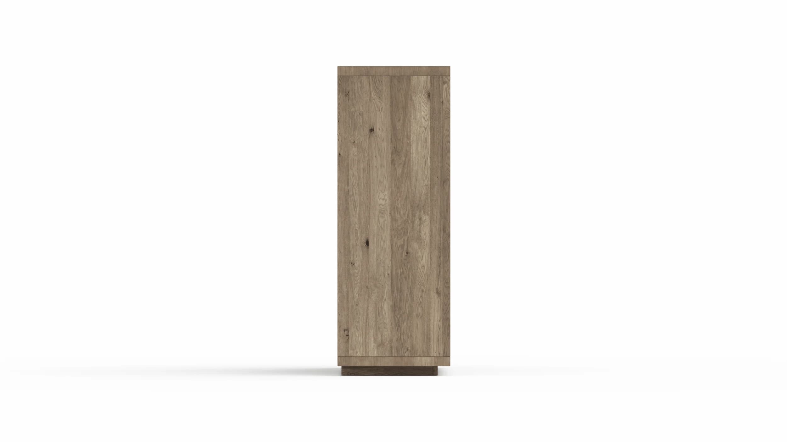 Highboard Bakersfield - inkl. Beleuchtung, Rückwand mit Holzschindeln, Asteiche, Barrrique